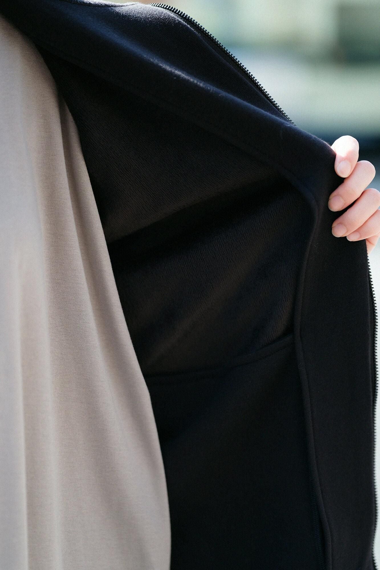 【官網限定20%OFF】內仿毛針織 立領外套/黑色×SO-SU-U十數