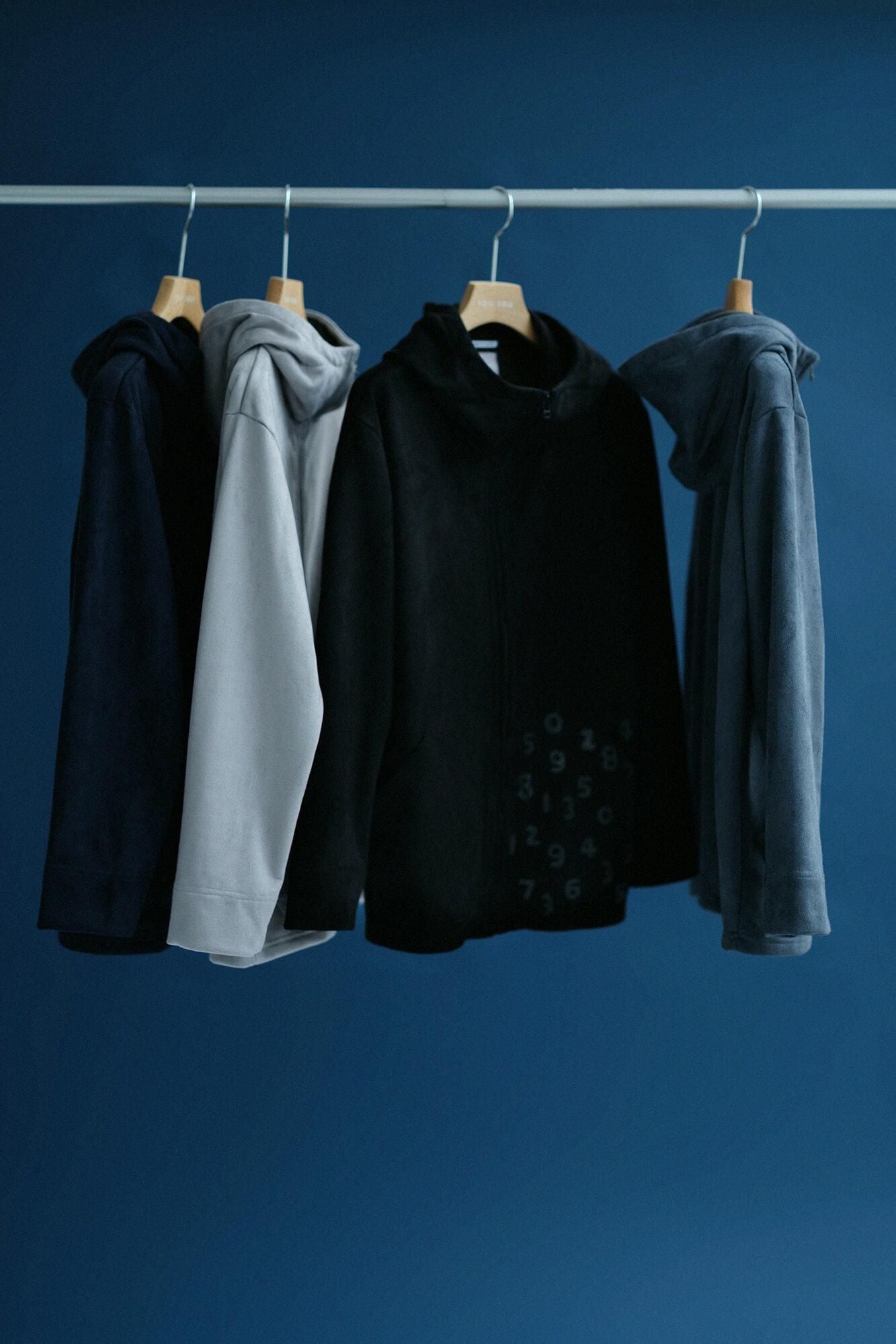 內抓毛仿麂皮 連帽外套/暗藍色