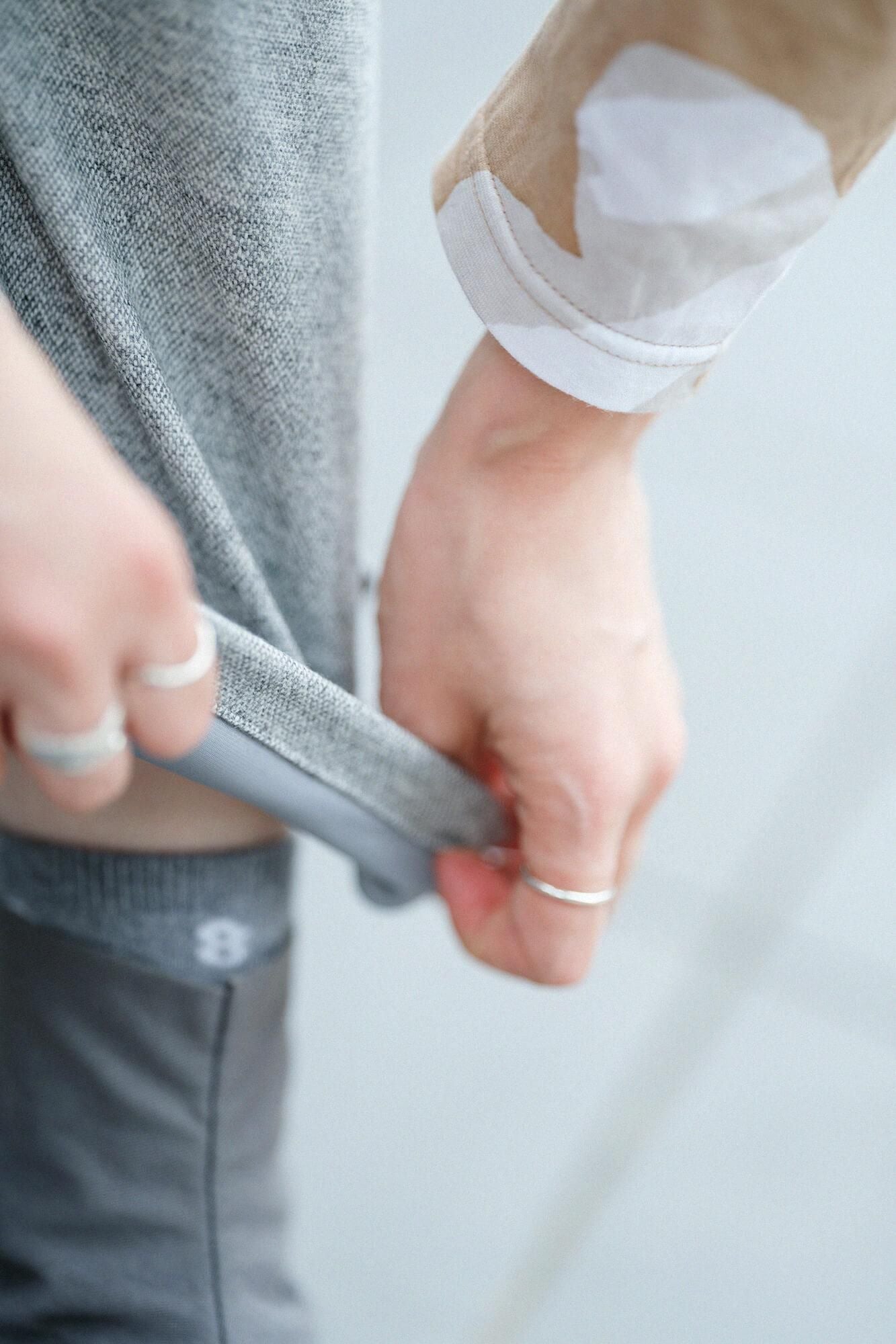 【net限定】梳紡毛 修長形工作褲 附裡襯/淺灰色