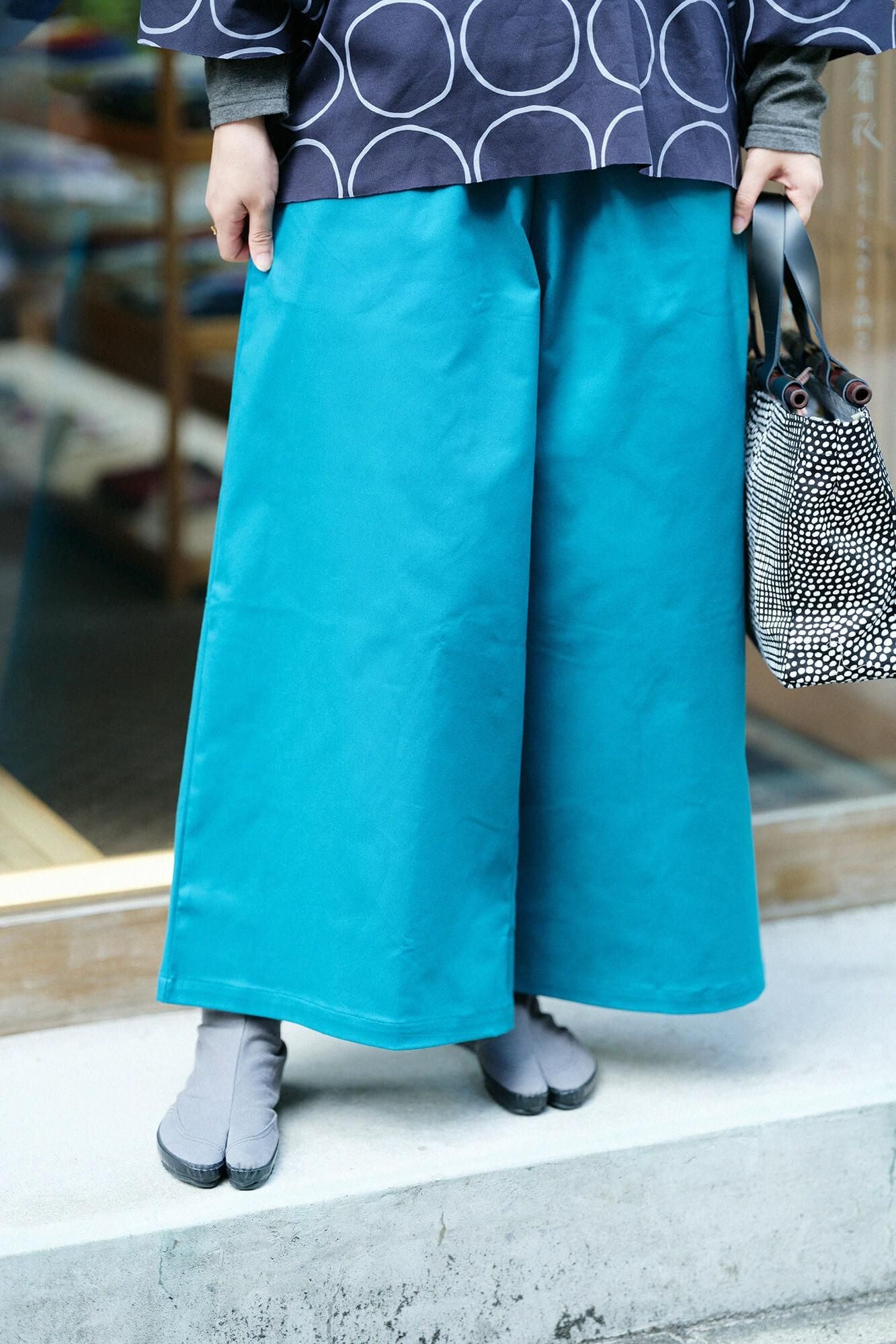 纯斜纹编织 Hironari Monpe/孔雀绿