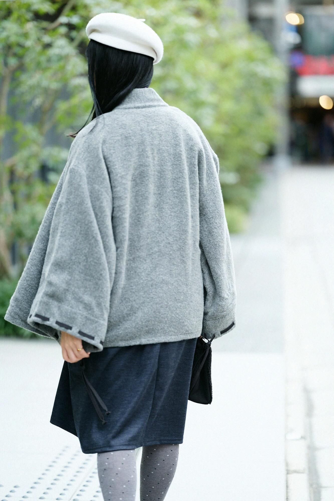 【官網限定】羊駝混紡 梳毛 伯爵外套 宮中袖 附裡襯/灰色