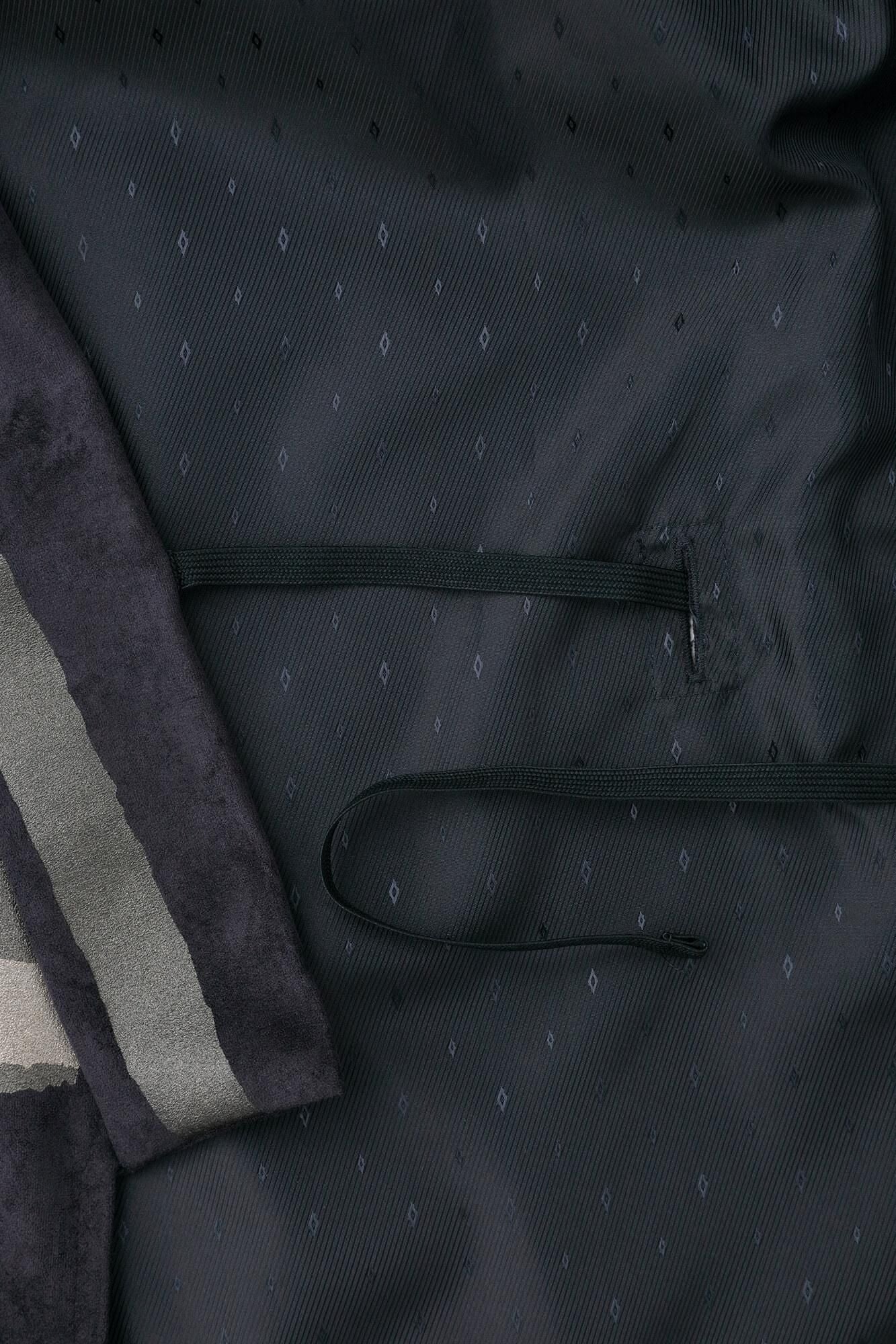 Faux Nubuck x Gobelin Roll-up Hem Simple Kimono with Lining Tobi