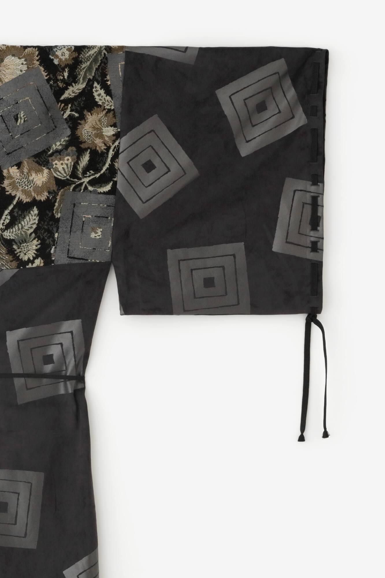 【net limited】Faux Nubuck×Gobelin Roll-up Hem Simple Kimono with Lining / One's specialty