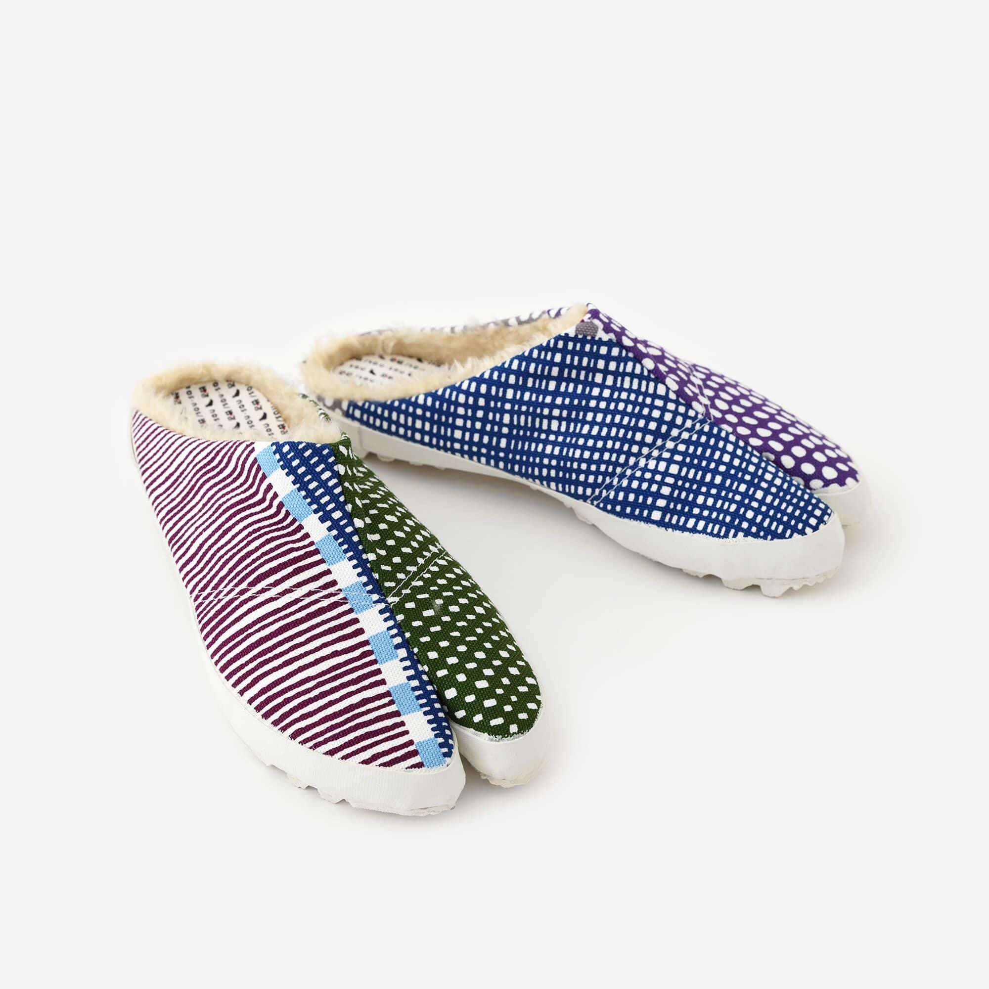Split Toe Tabi Slip-on Boa/Lines and Dots Riverside