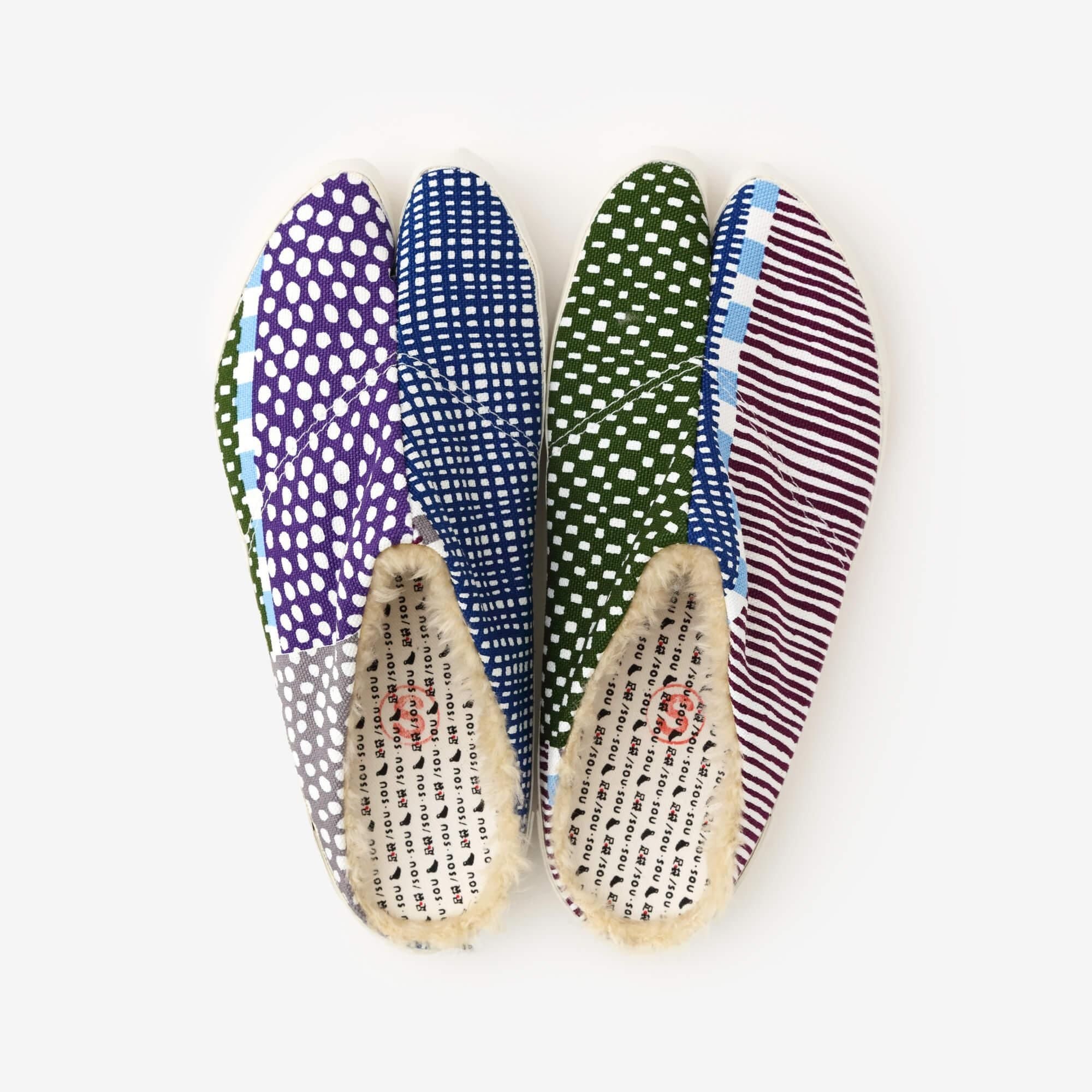 Split Toe Tabi Slip-on Boa/Lines and Dots Riverside
