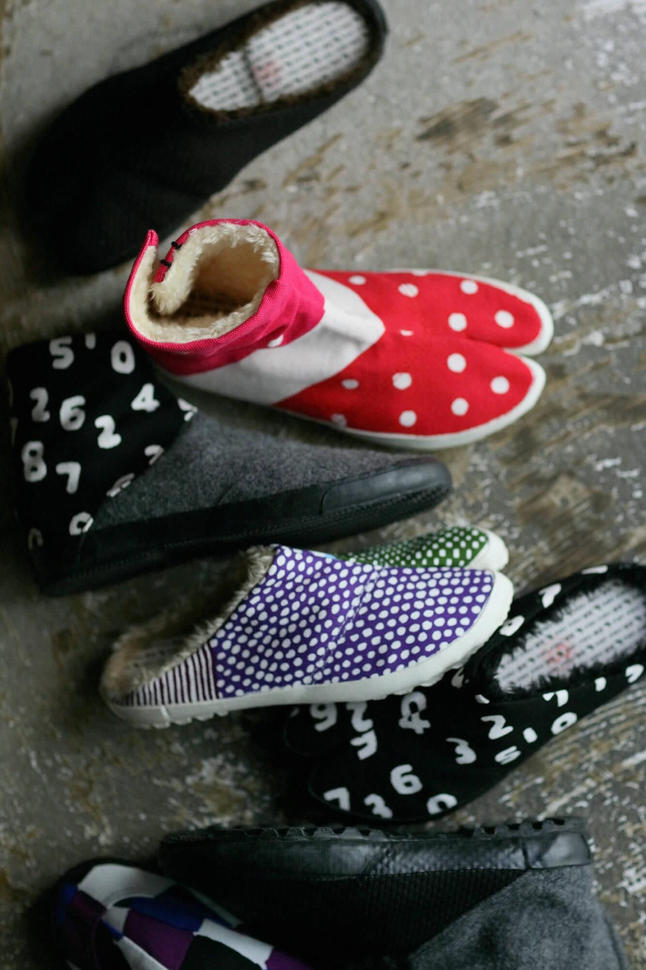 Split Toe Tabi Slip-on Boa/Lines and Dots Riverside