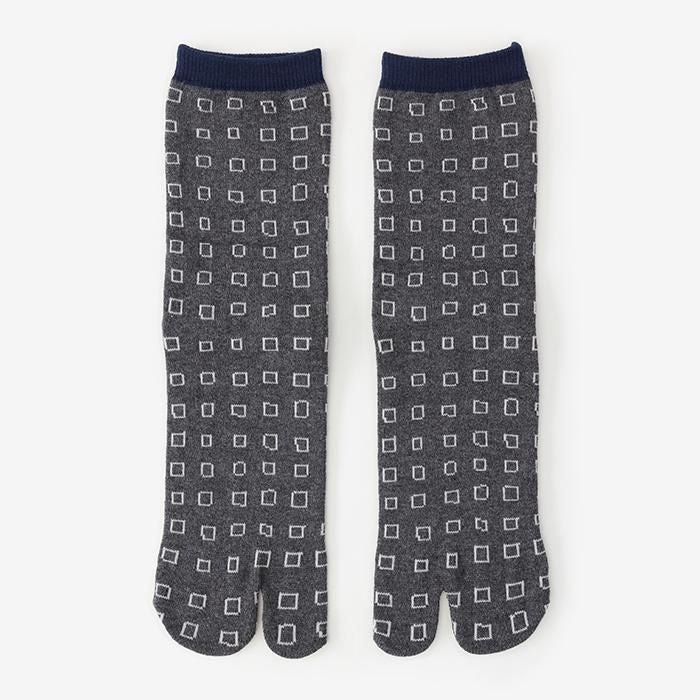 分趾襪(普通長度)/枡 灰色×藏藍色 【男・女性用】