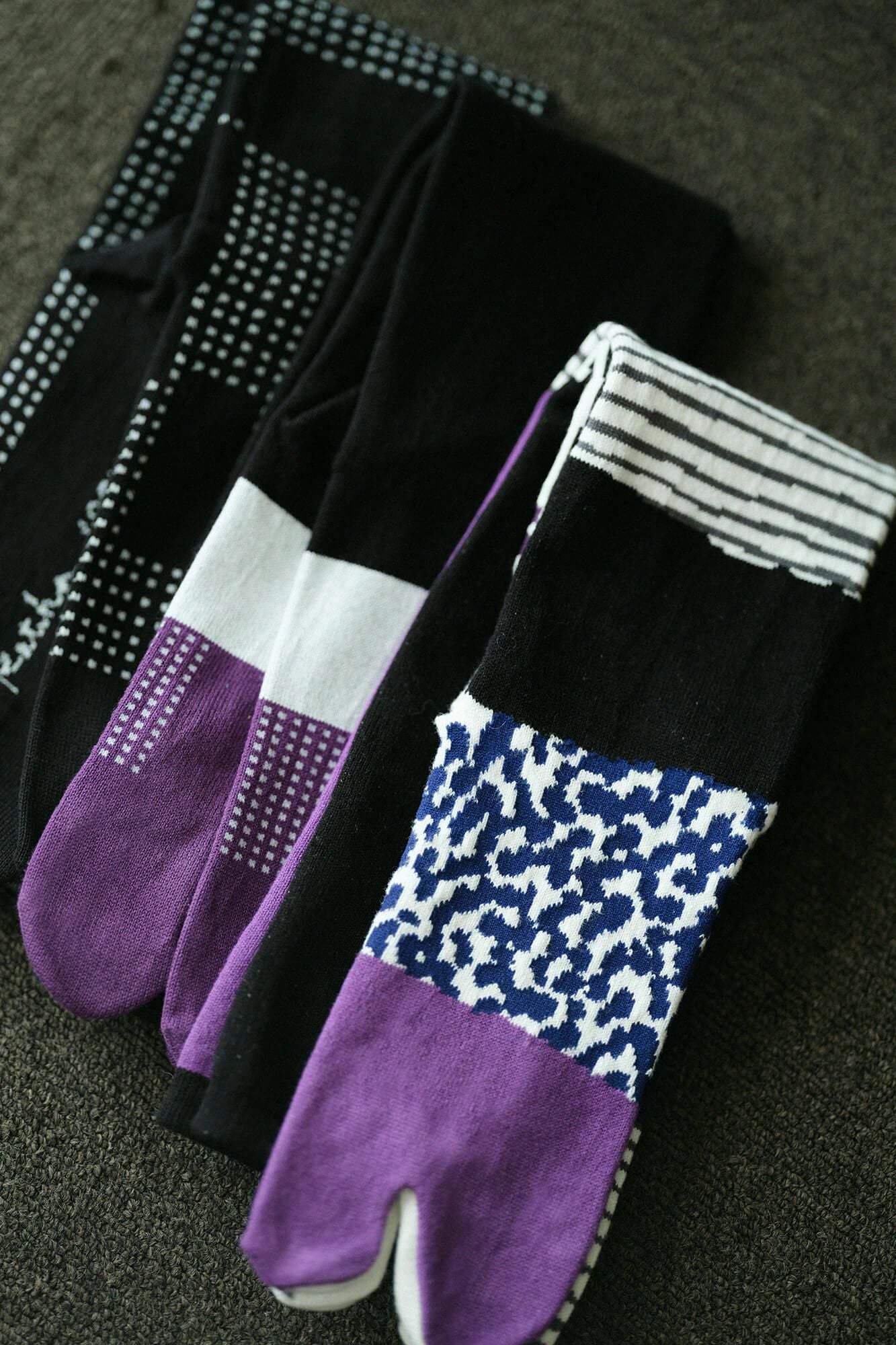 Tabi Socks(Knee High)/Rin Black×Reddish Purple