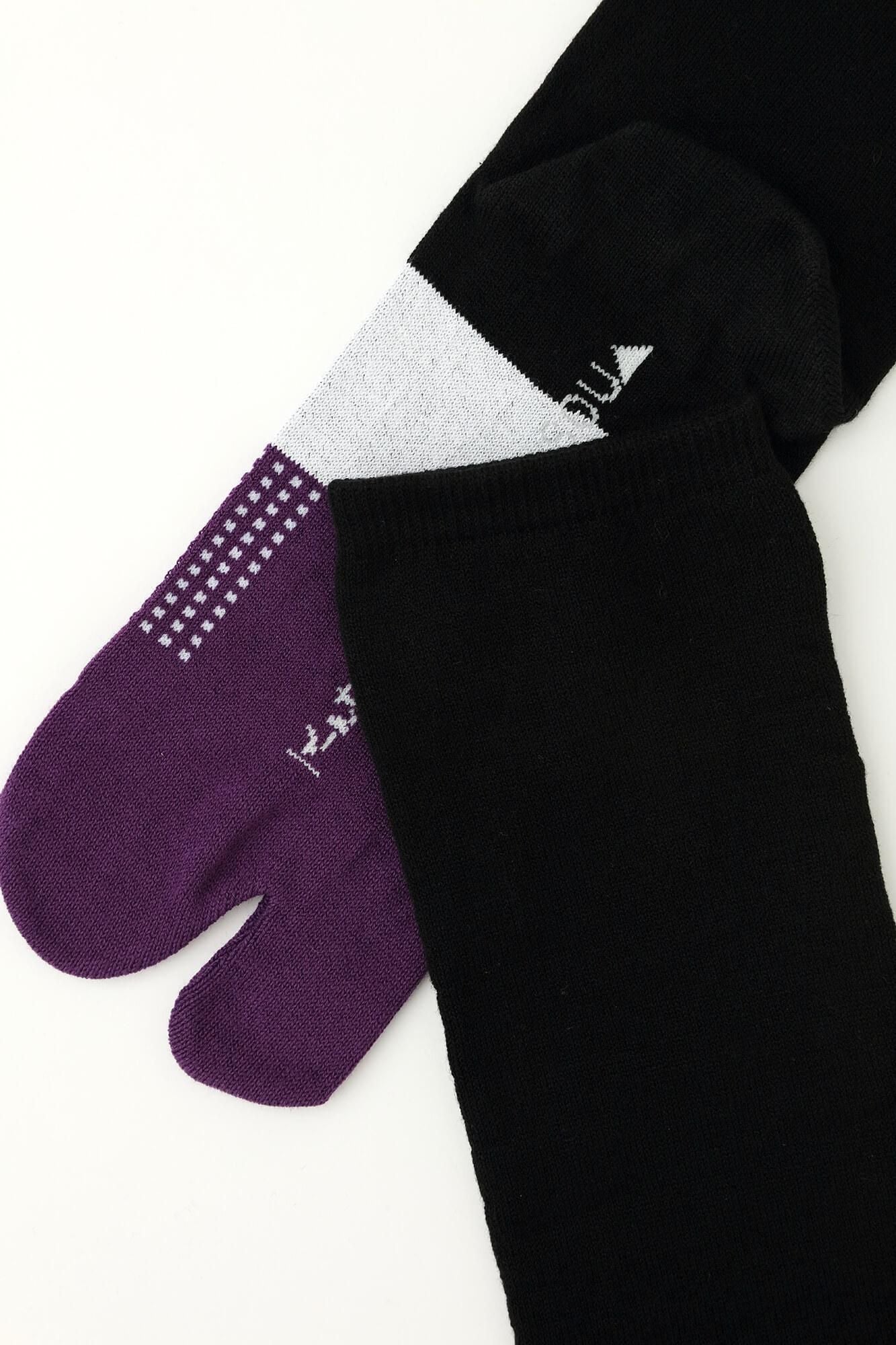 Tabi Socks(Knee High)/Rin Black×Reddish Purple
