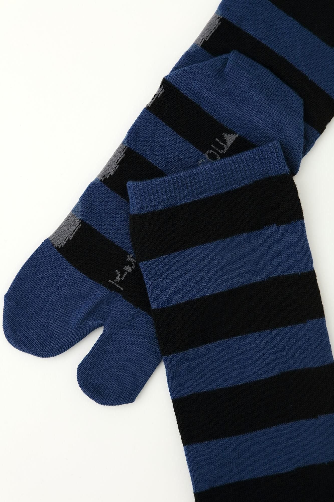 分趾襪(膝蓋長度)/彈珠與橫紋 寶藍色