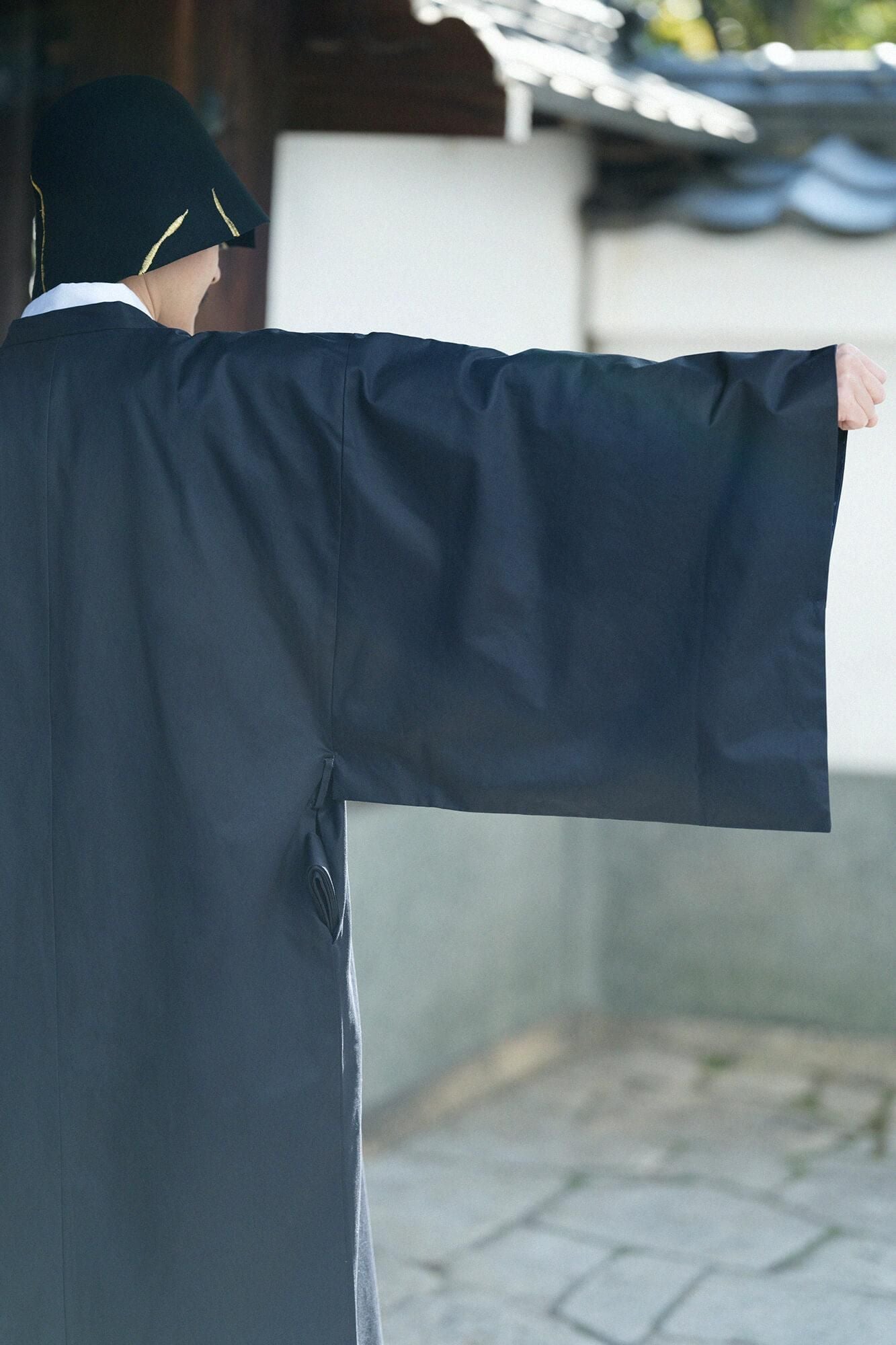 撥水織(はっすいおり) 円領外套(えんりょうがいとう)/黒紺(くろこん)