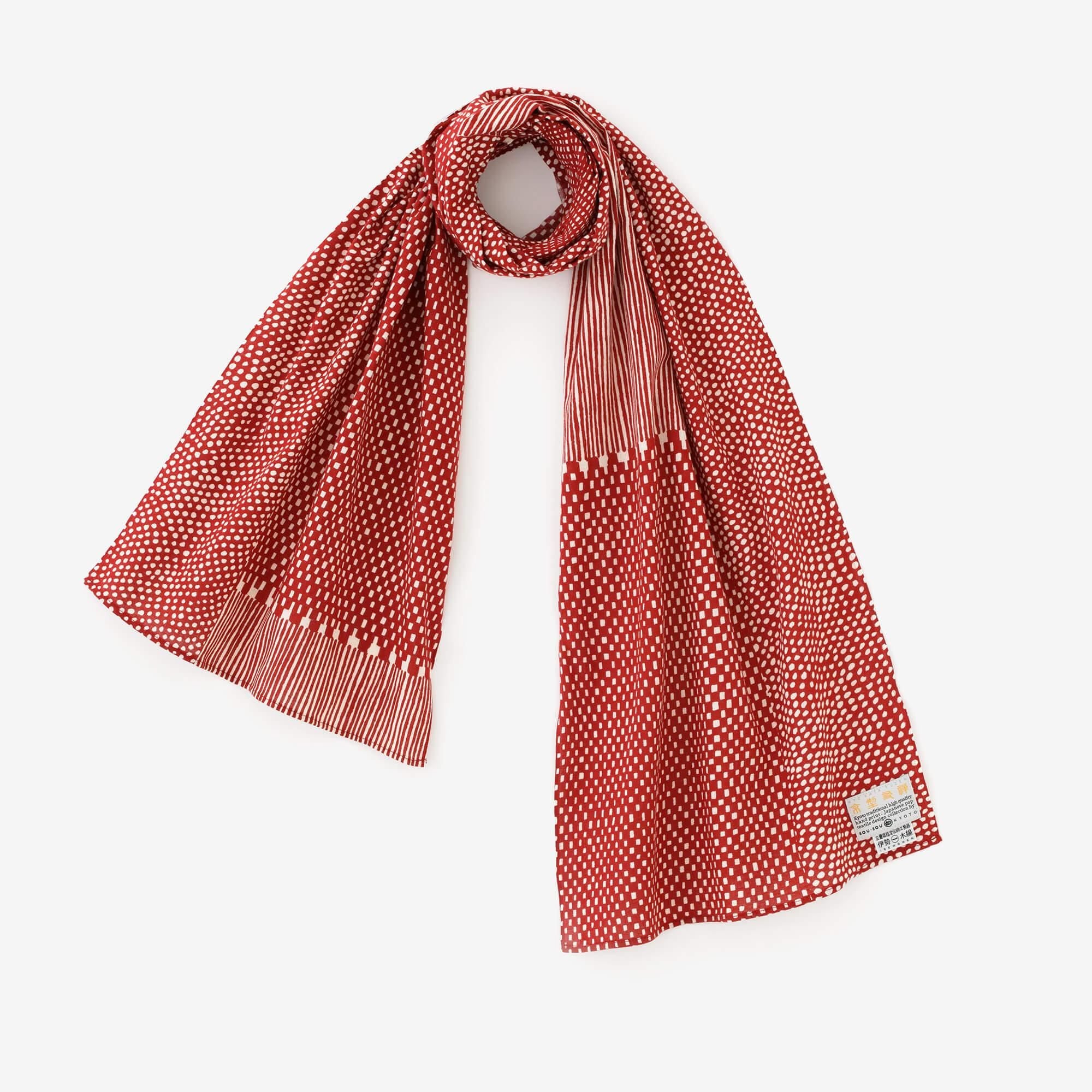 伊勢木棉圍巾/間隙 白茶×小豆2