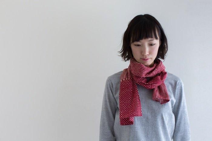伊勢木棉圍巾/間隙 白茶×小豆2