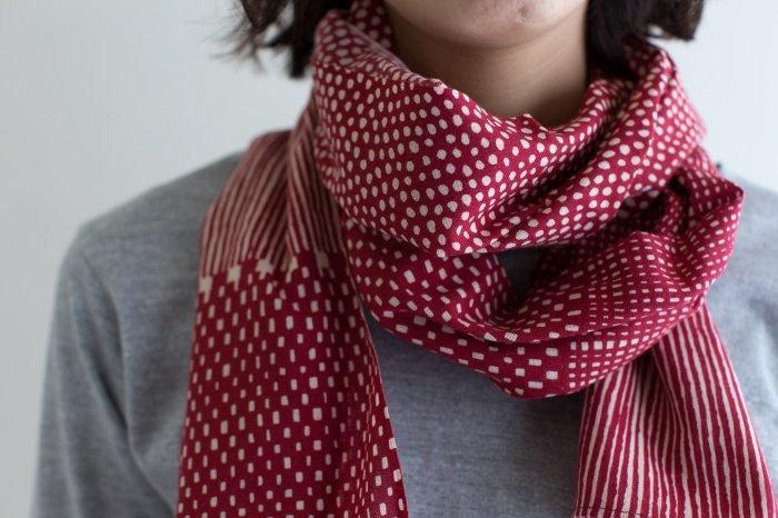 伊勢木棉圍巾/間隙 白茶×小豆2