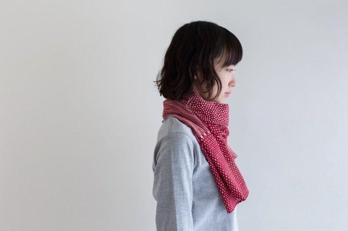 伊勢木棉圍巾/間隙 白茶×小豆2