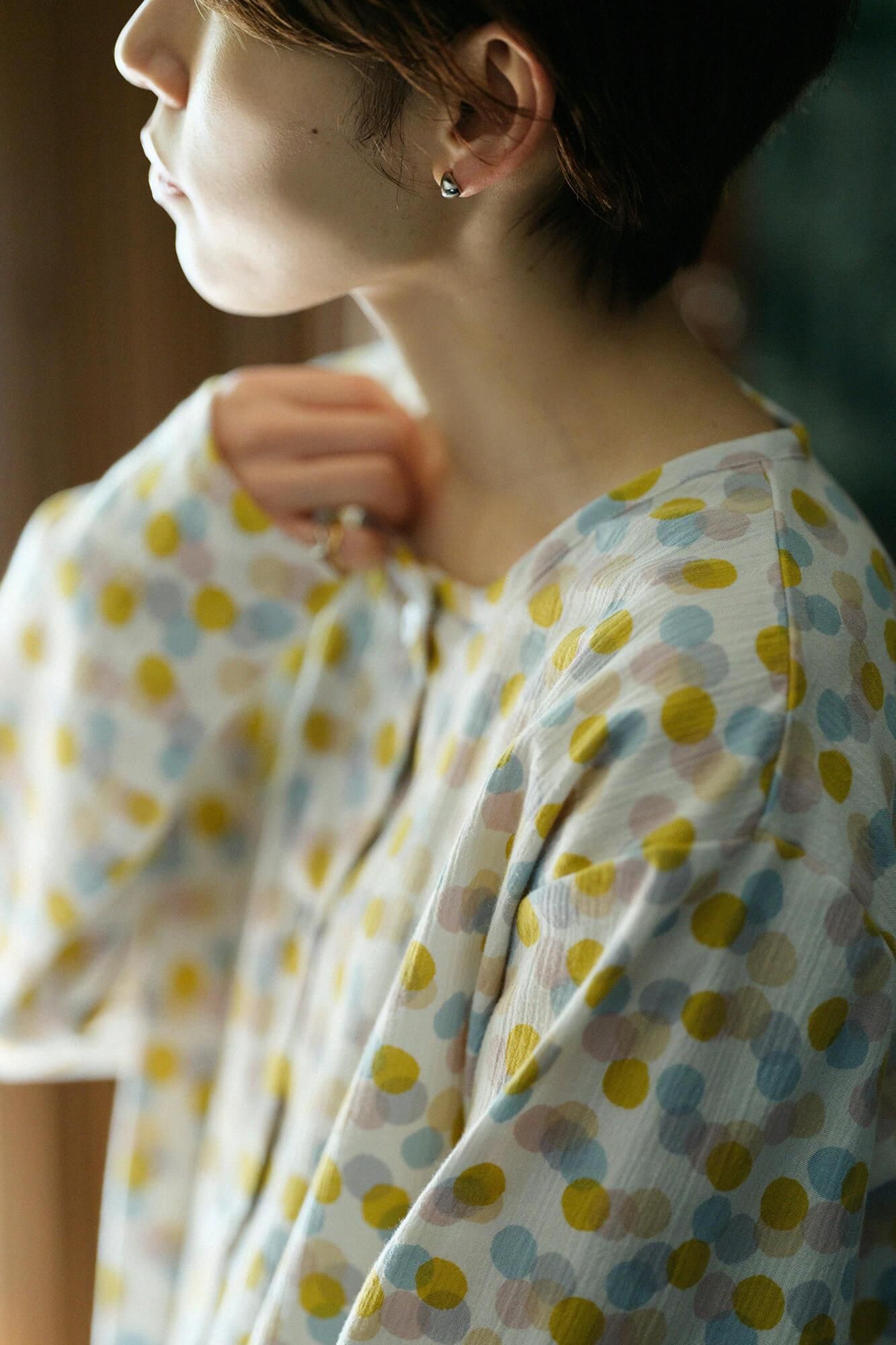 【网络限定】高島縮棉 20/20 女裝 圆领 圖案紋樣居家服/玻璃珠