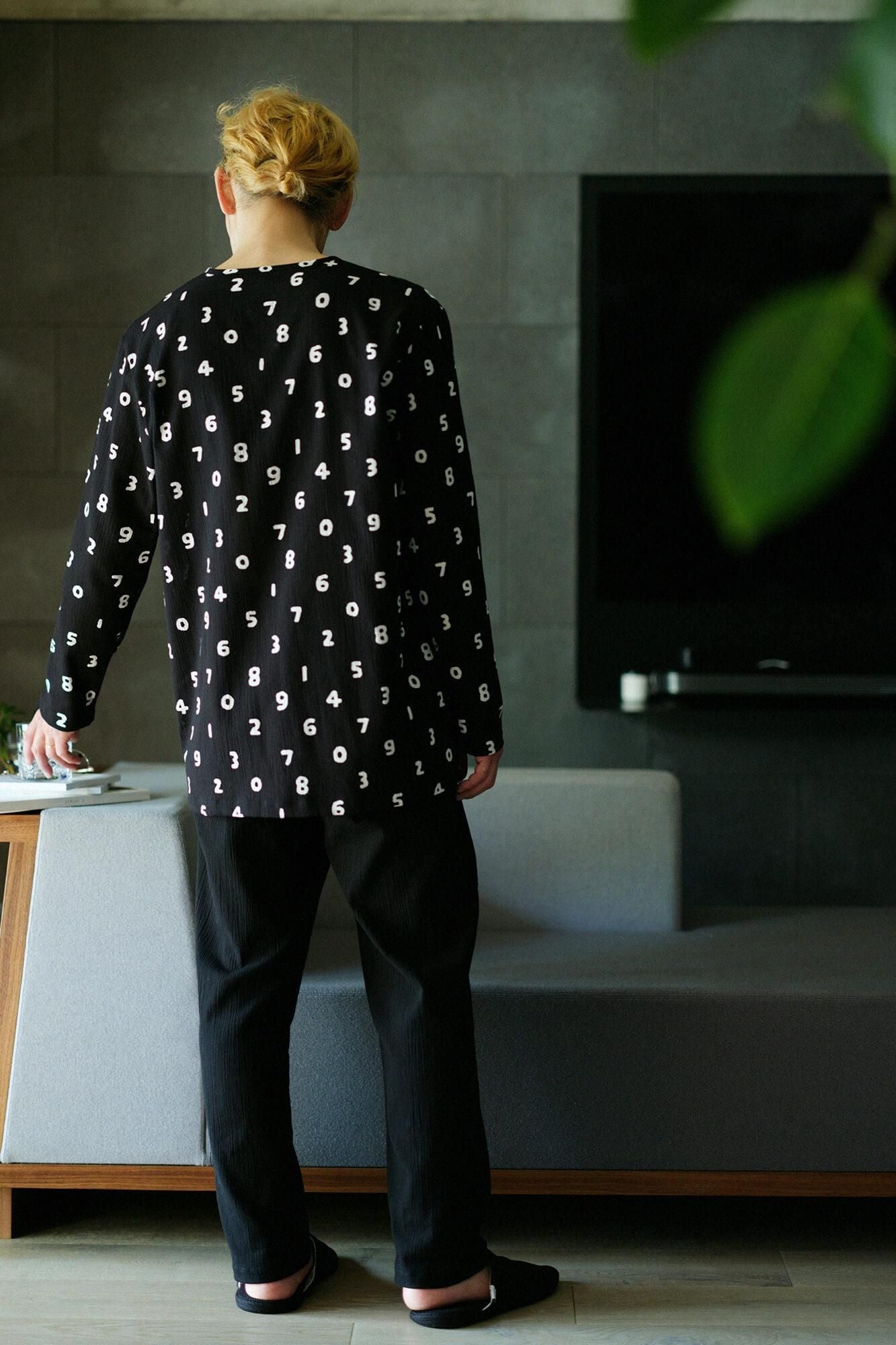 高島縮棉 20/20 圖案紋樣居家服/SO-SU-U十數 黑色×黑色