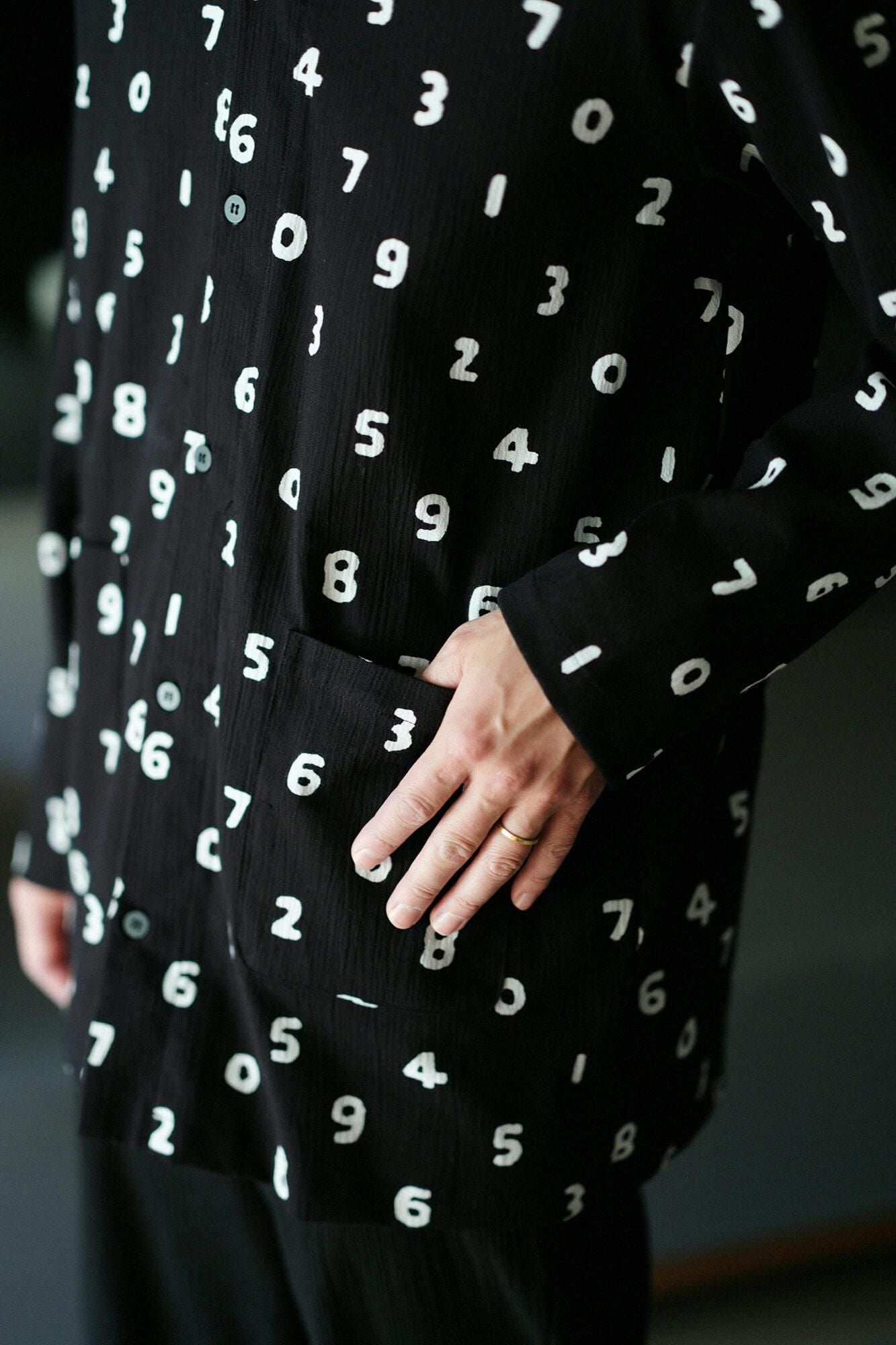 高島縮棉 20/20 圖案紋樣居家服/SO-SU-U十數 黑色×黑色