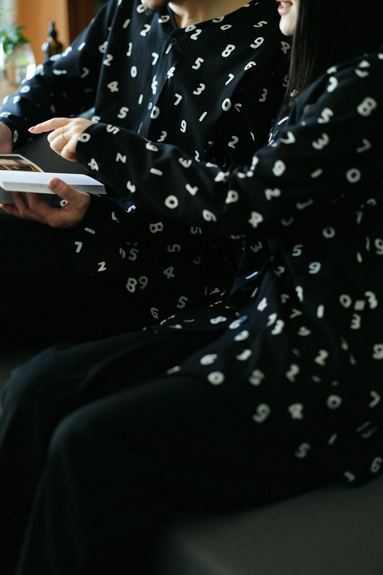 高島縮棉 20/20 圖案紋樣居家服/SO-SU-U十數 黑色×黑色