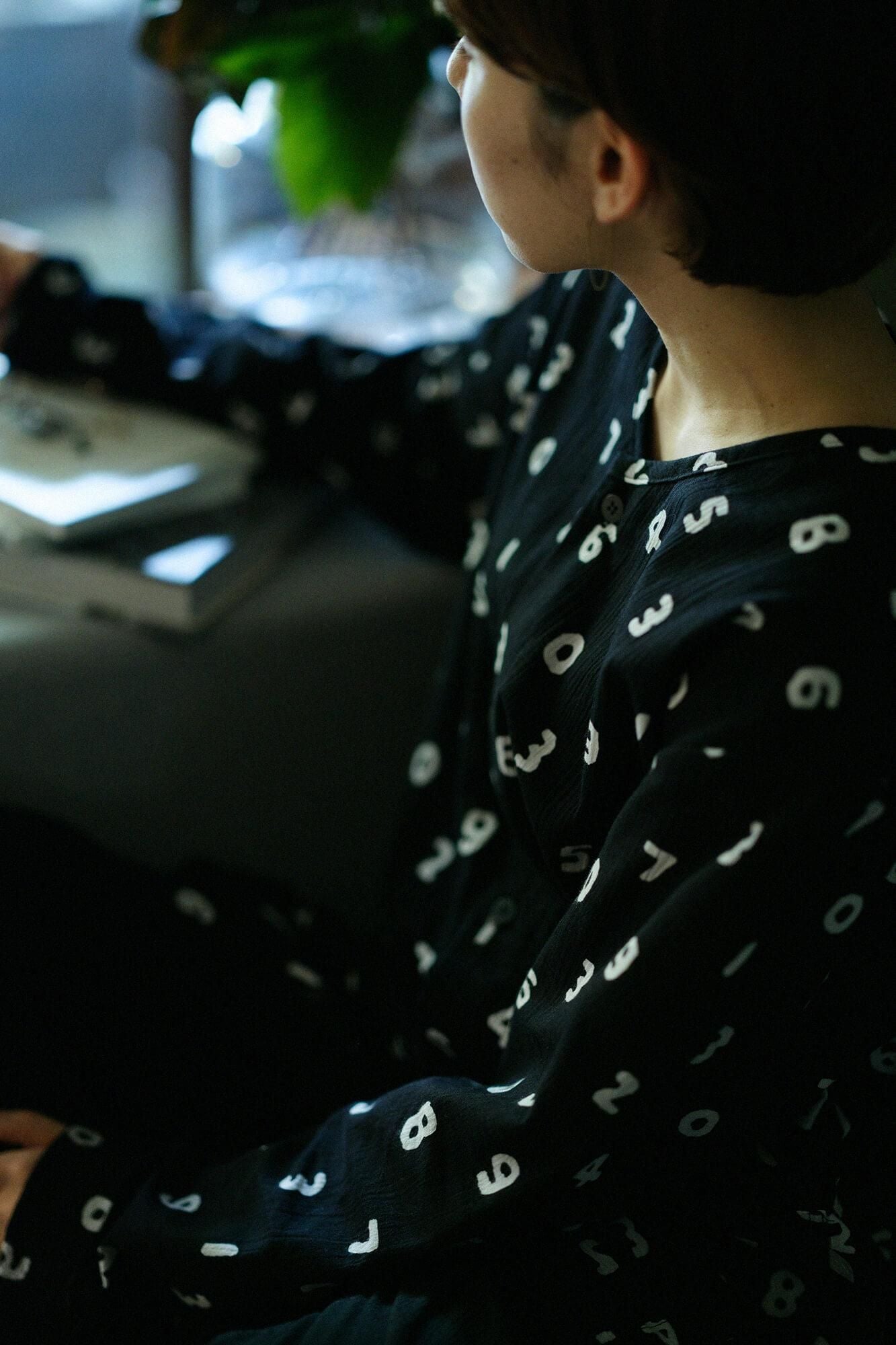 高島縮棉 20/20 圖案紋樣居家服/SO-SU-U十數 黑色×黑色