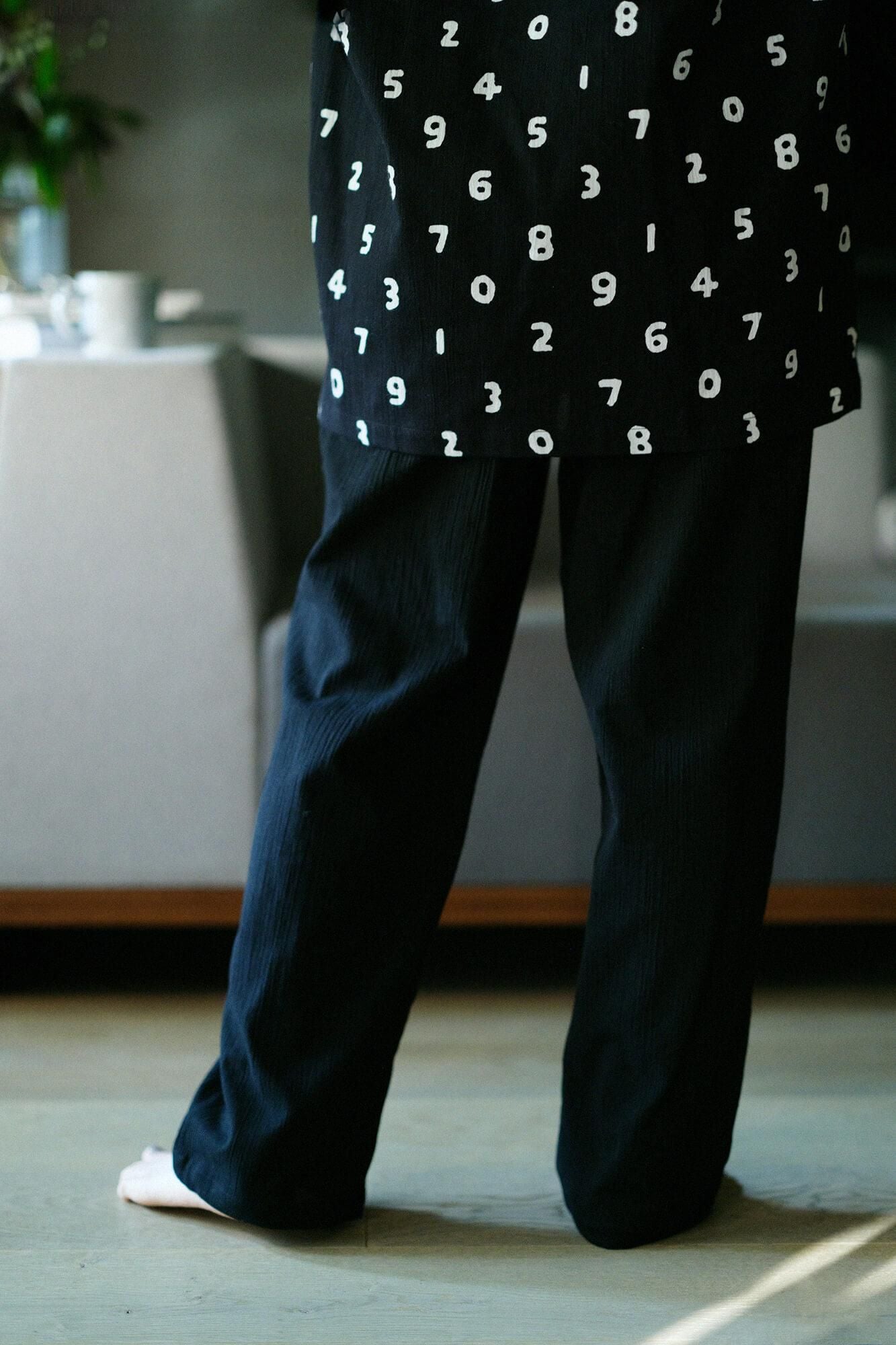 高島縮棉 20/20 圖案紋樣居家服/SO-SU-U十數 黑色×黑色