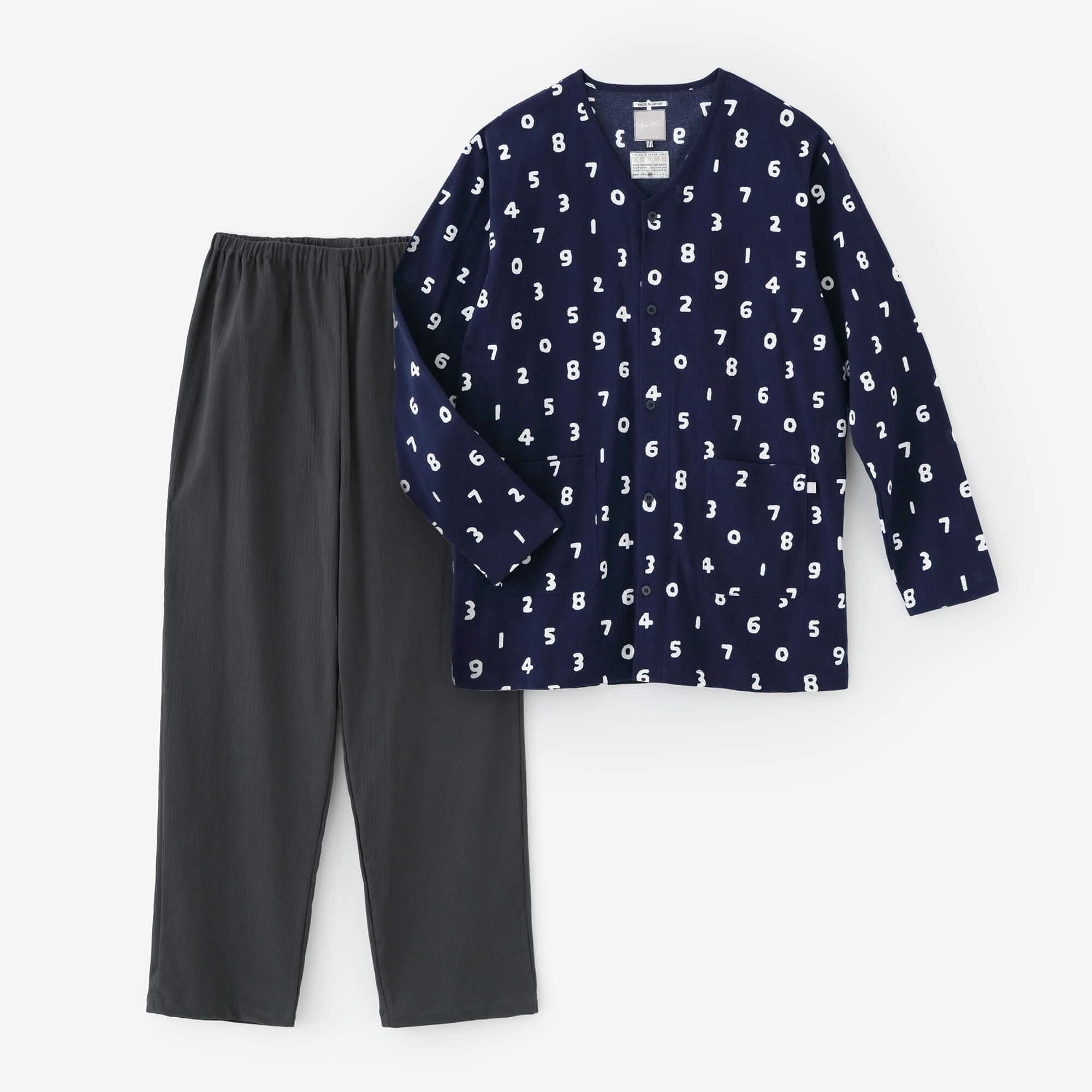 Takashima Chiku 20/20 Pajamas textile en V / So-Su-U Bleu foncé (Noukon) x Deep Lead (Koinatamari)