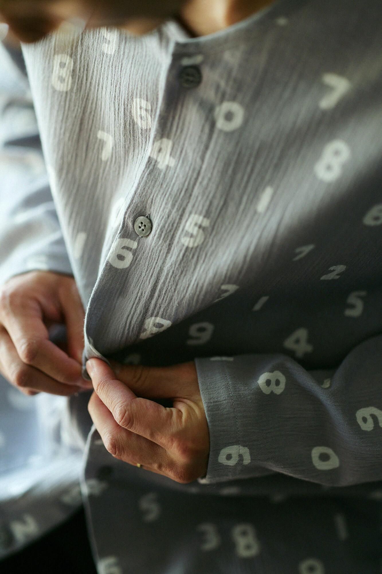 高島縮棉 20/20 圖案紋樣居家服/SO-SU-U十數 淺灰色×深灰色