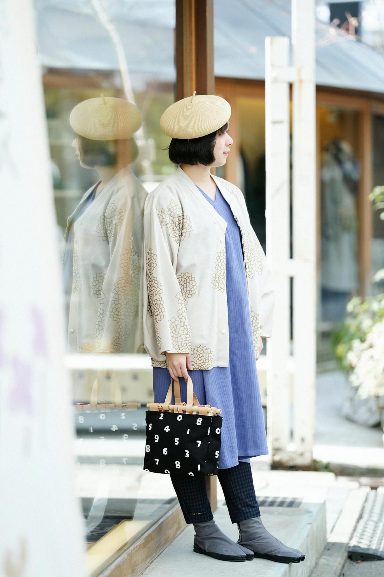 takashima chiku 40/20 akiha矩形领(Nuki Eri Chou Hokei)3/4袖/浅红色凯克天蓝色(USUBENIKAKE SORAIRO)