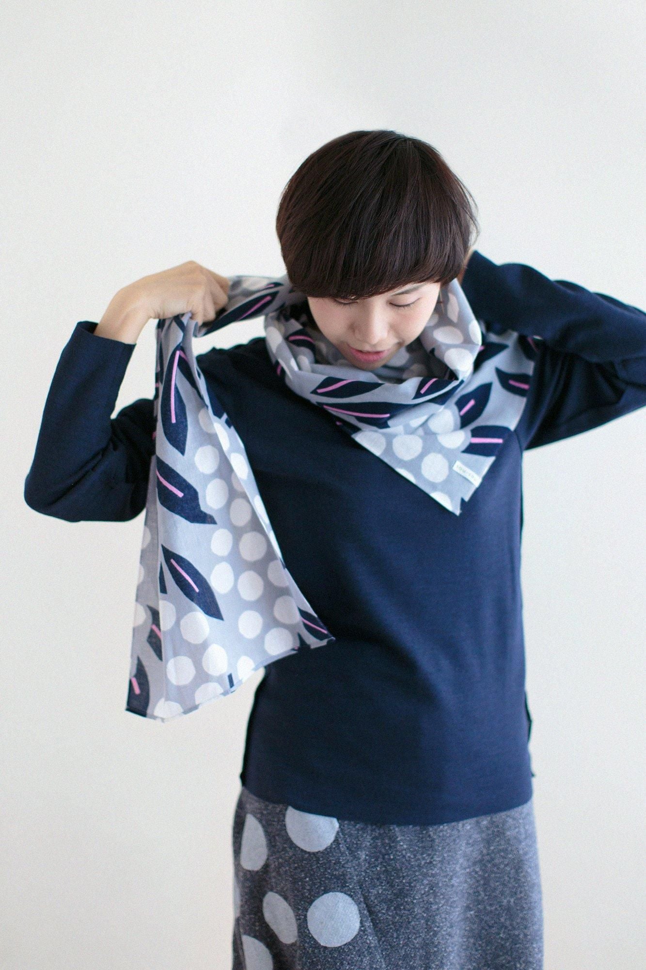 伊勢木棉圍巾/南天竹 白色2