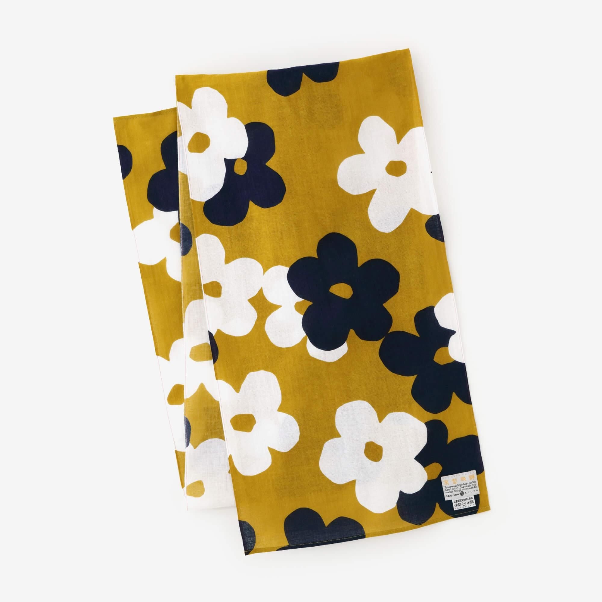 伊勢木棉圍巾/疊花 芥子色2