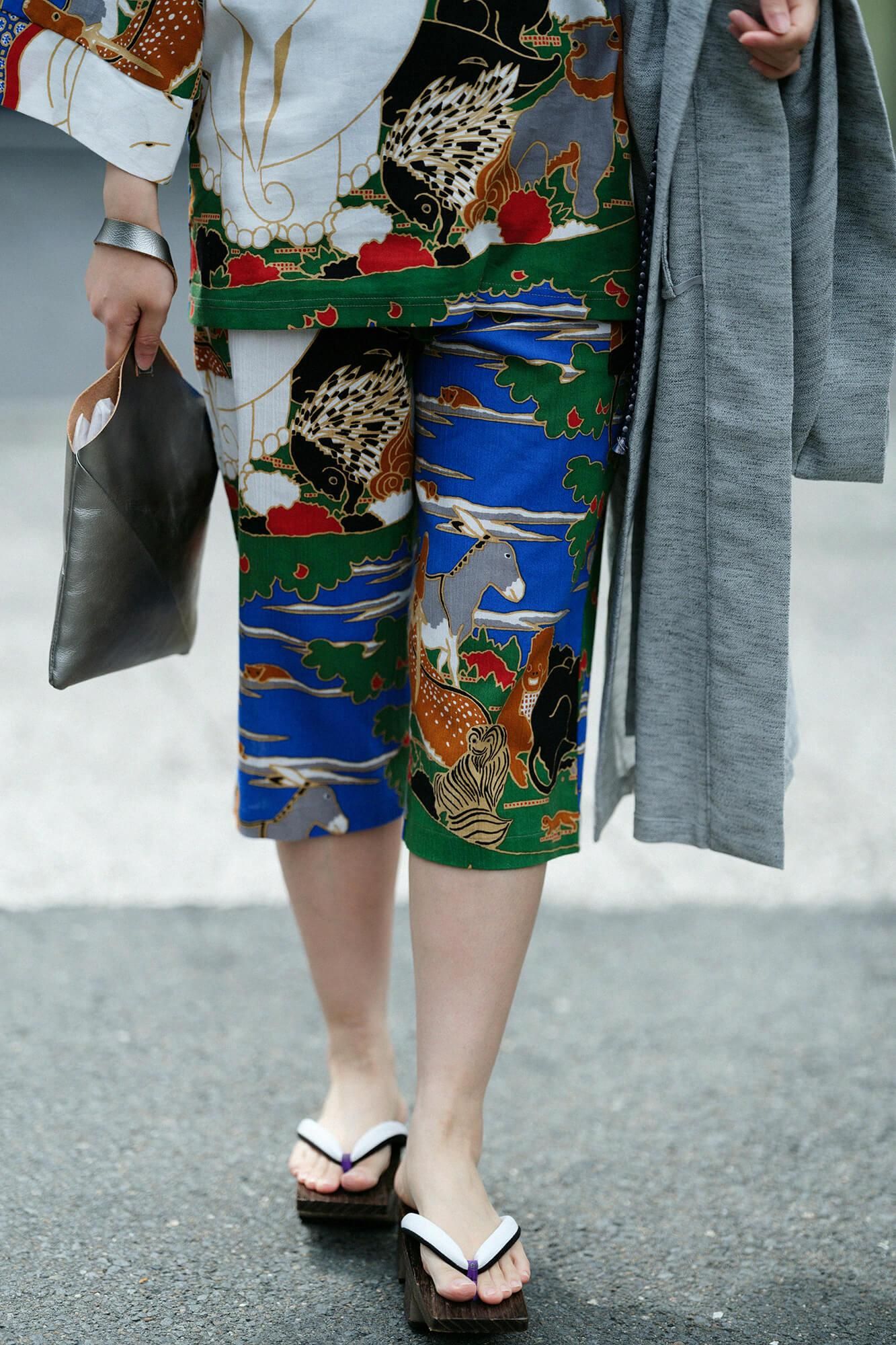 高島縮棉 20/20 細腿褲/伊藤若冲 鳥獸花木圖屏風 再現