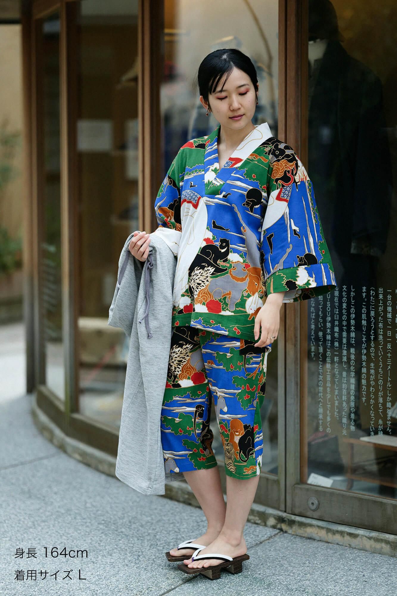 高島縮棉 20/20 細腿褲/伊藤若冲 鳥獸花木圖屏風 再現