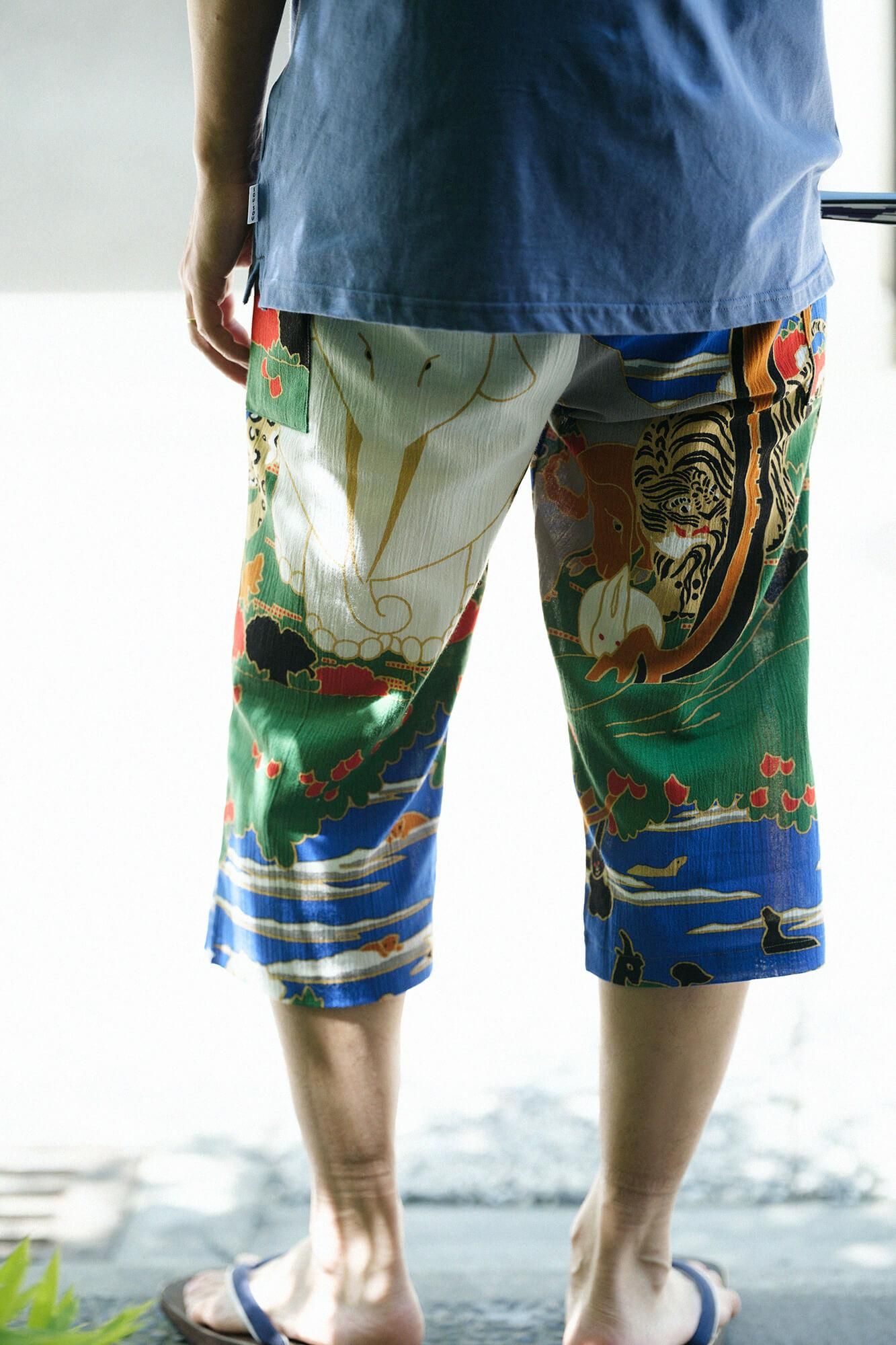 高島縮棉 20/20 細腿褲/伊藤若冲 鳥獸花木圖屏風 再現