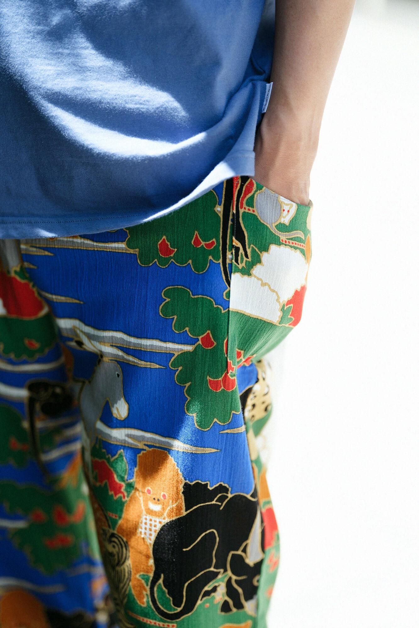 高島縮棉 20/20 細腿褲/伊藤若冲 鳥獸花木圖屏風 再現