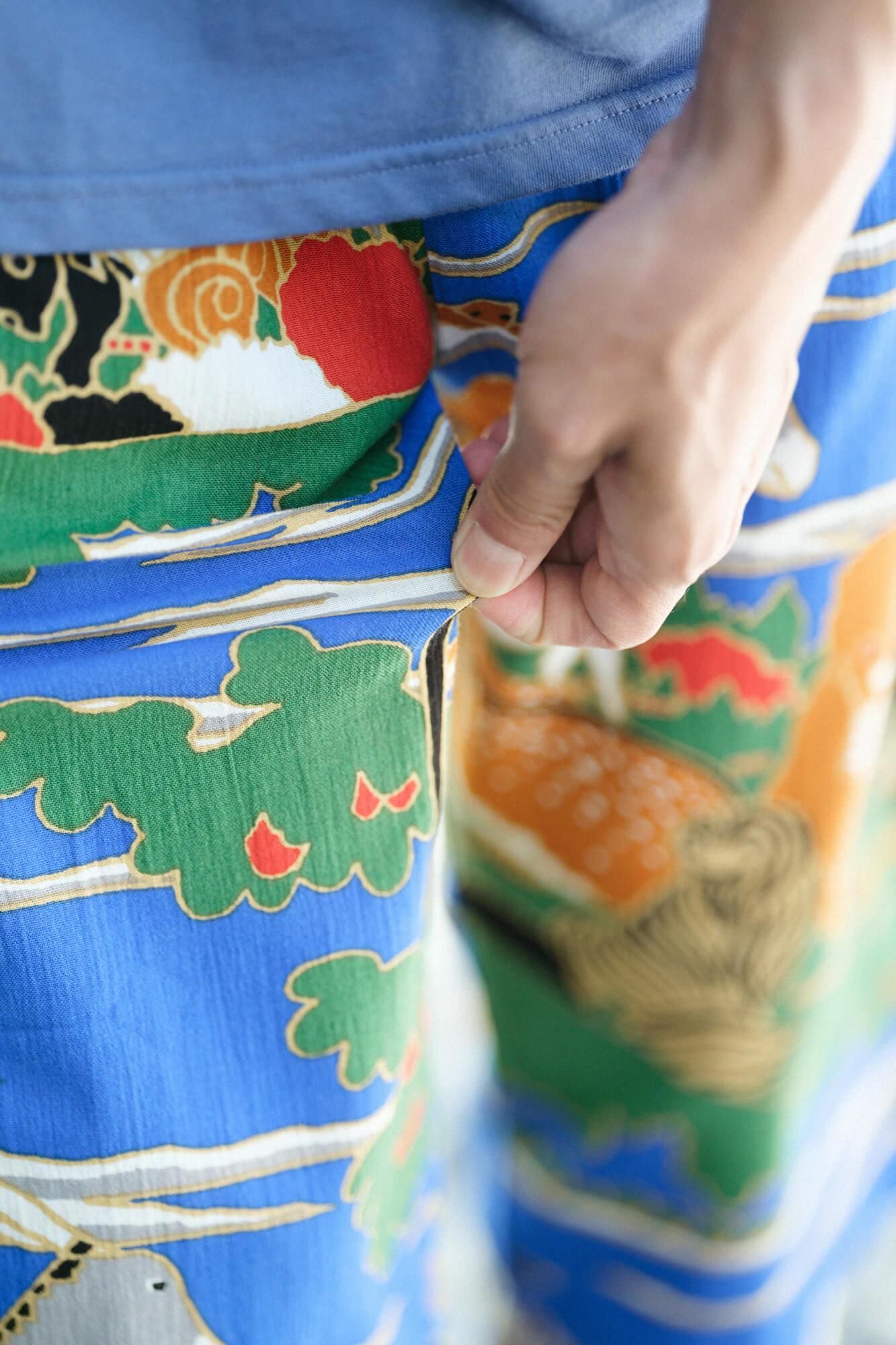 高島縮棉 20/20 細腿褲/伊藤若冲 鳥獸花木圖屏風 再現