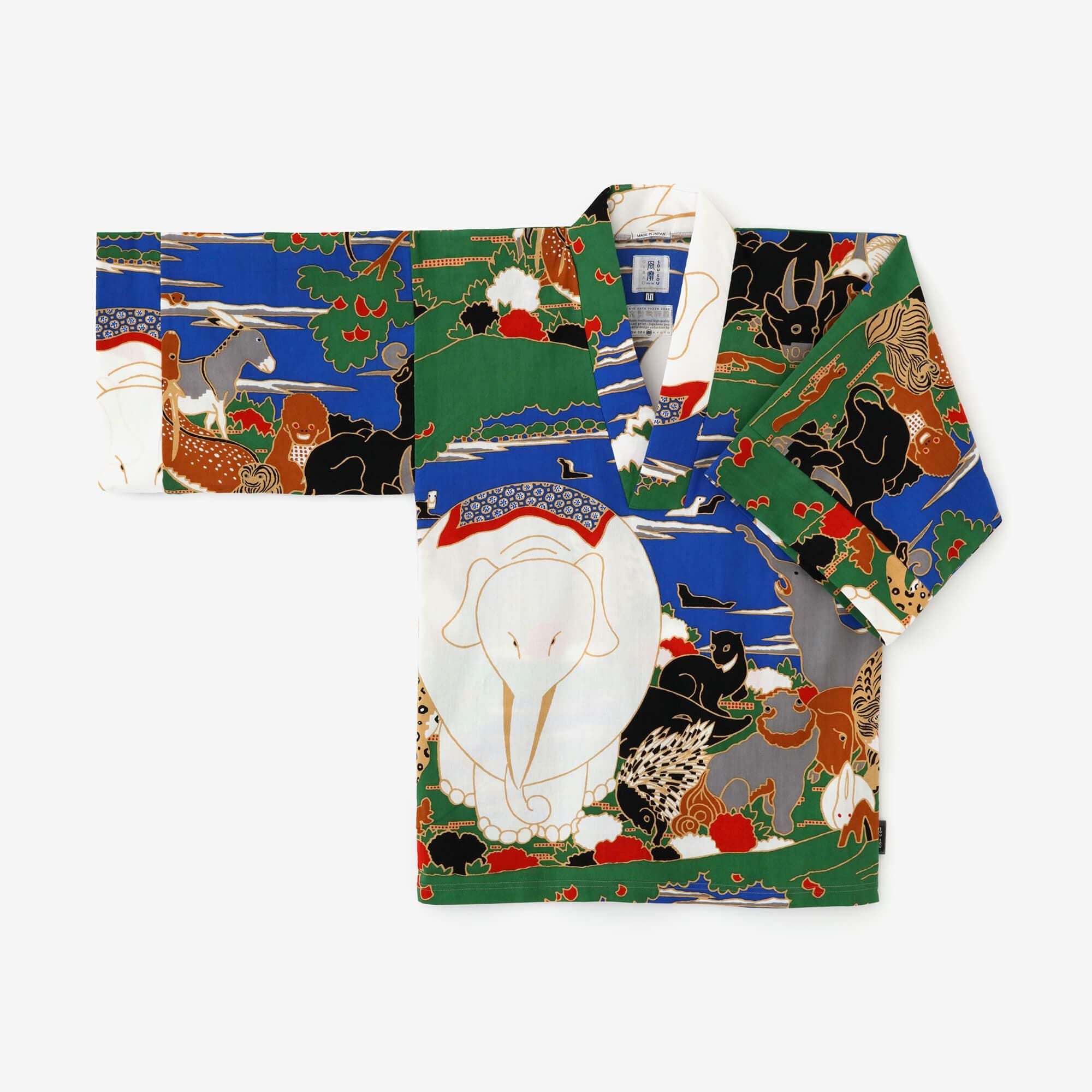 高島縮棉 40/40風靡 上衣/伊藤若冲 鳥獸花木圖屏風 再現