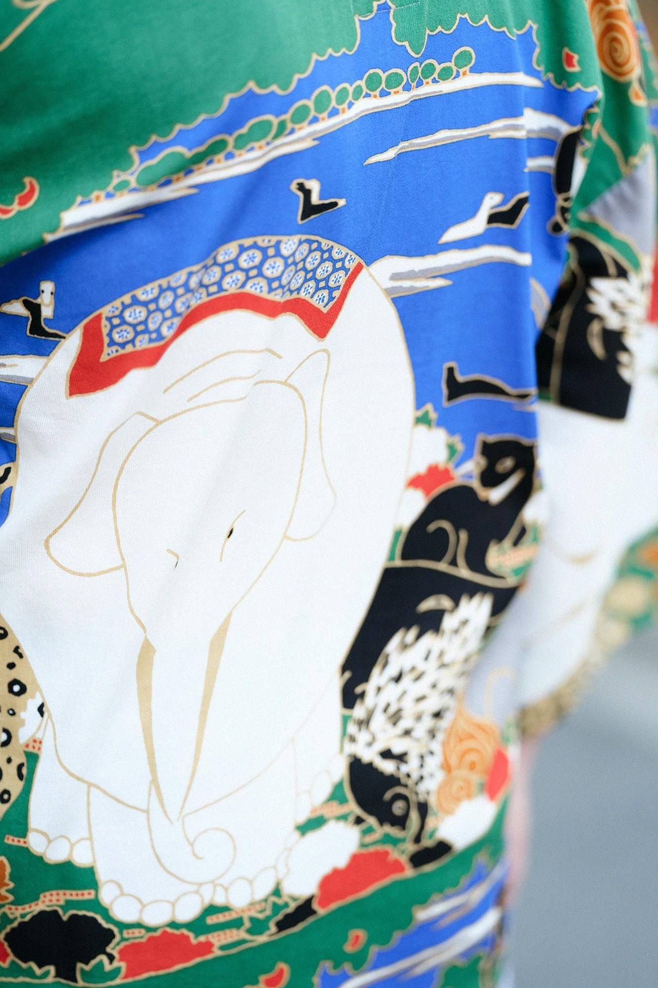 高島縮棉 40/40風靡 上衣/伊藤若冲 鳥獸花木圖屏風 再現