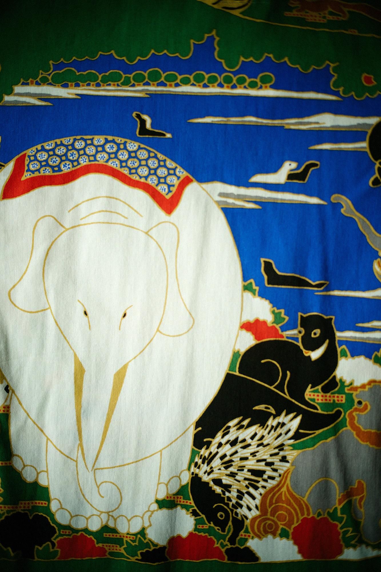 高島縮棉 40/40風靡 上衣/伊藤若冲 鳥獸花木圖屏風 再現