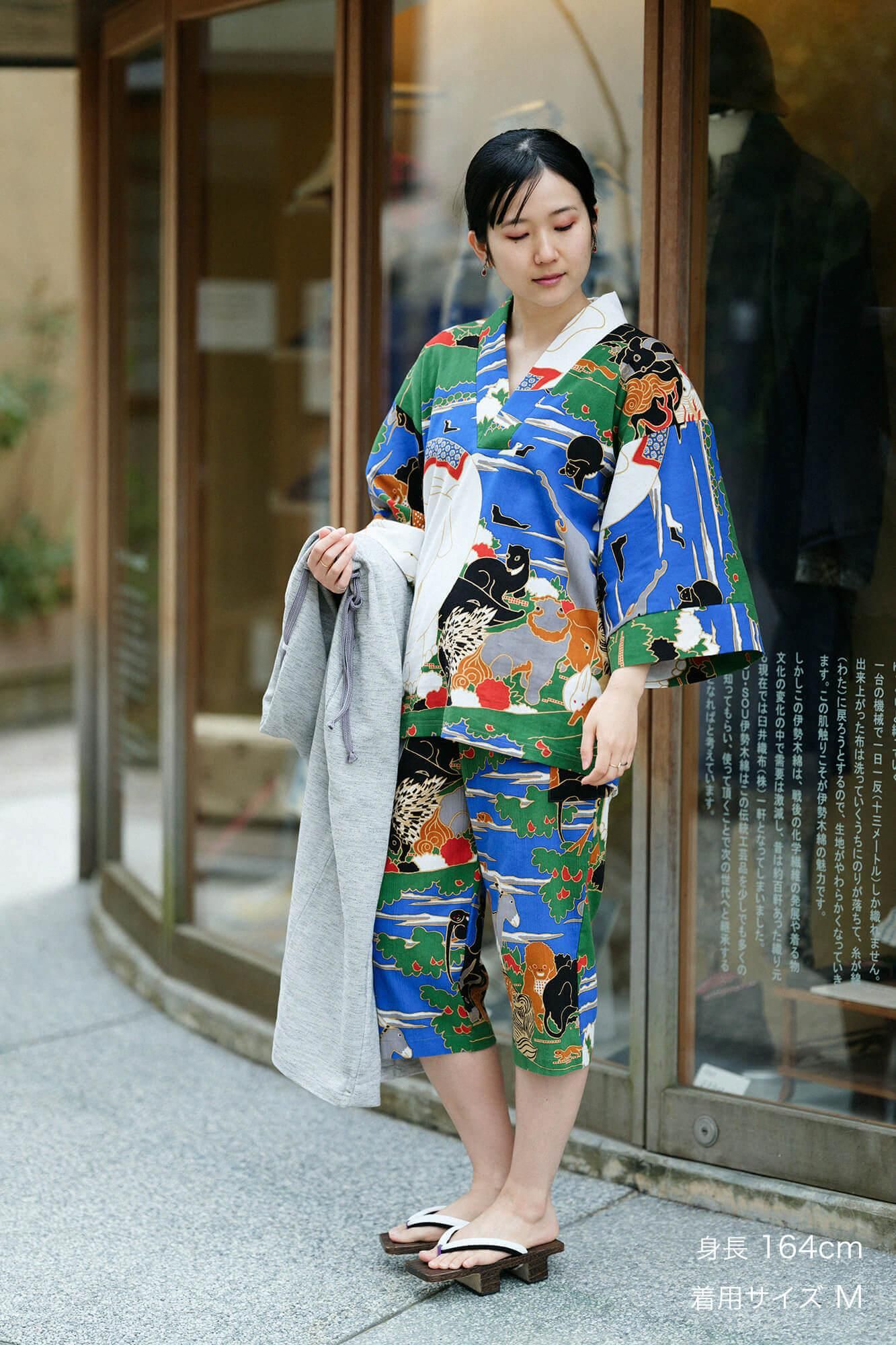 高島縮棉 40/40風靡 上衣/伊藤若冲 鳥獸花木圖屏風 再現