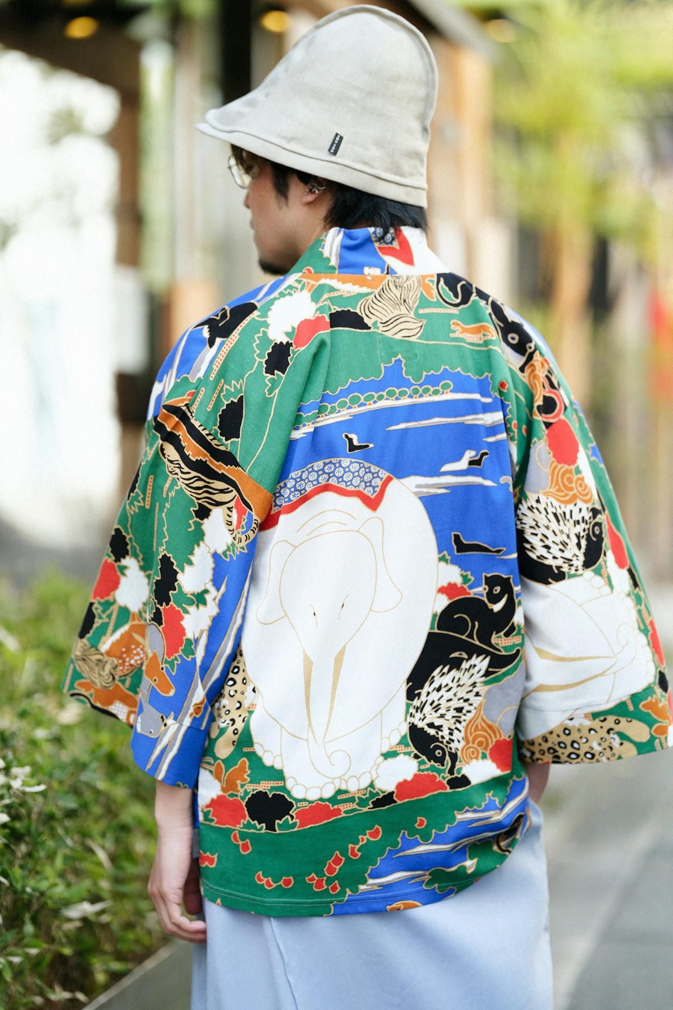 高島縮棉 40/40風靡 上衣/伊藤若冲 鳥獸花木圖屏風 再現