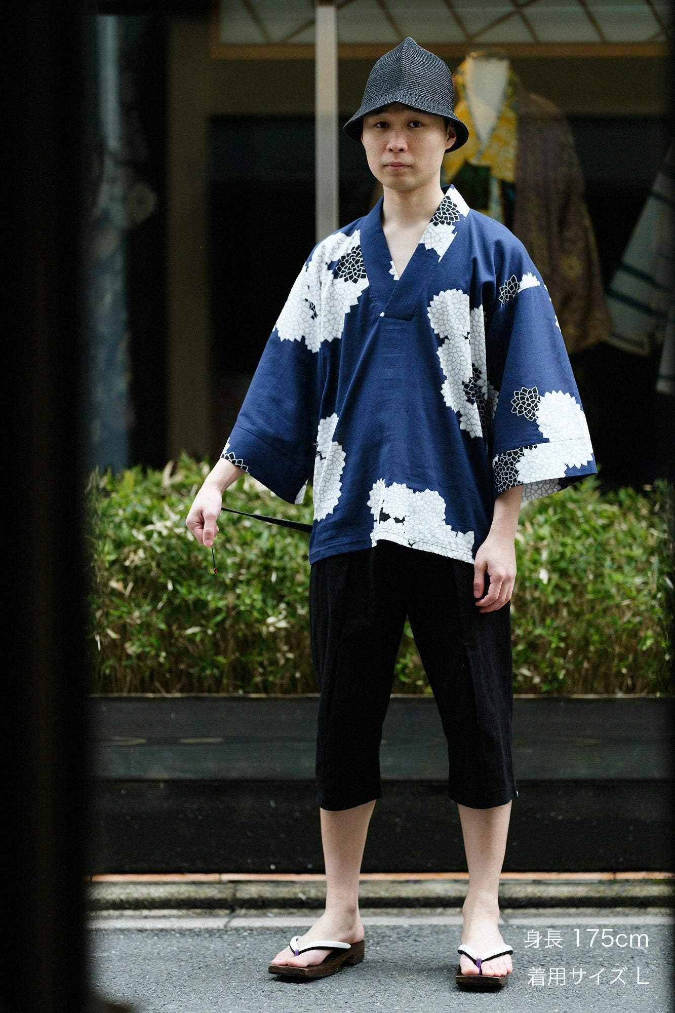 高島縮棉 40/40風靡 上衣/雲間菊 良夜