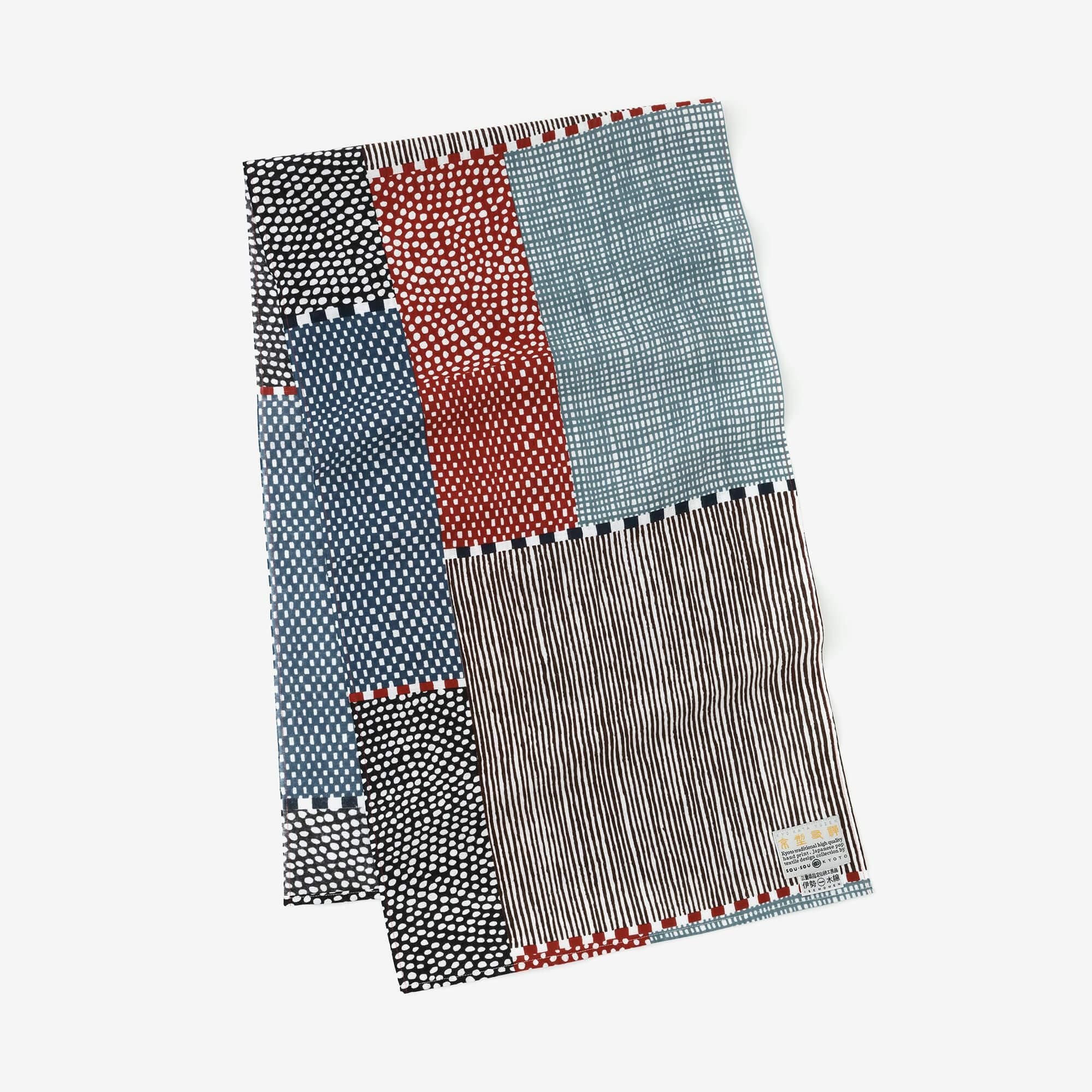 Isemomen Cotton Short Scarf / Lines and Dots Katsura 2