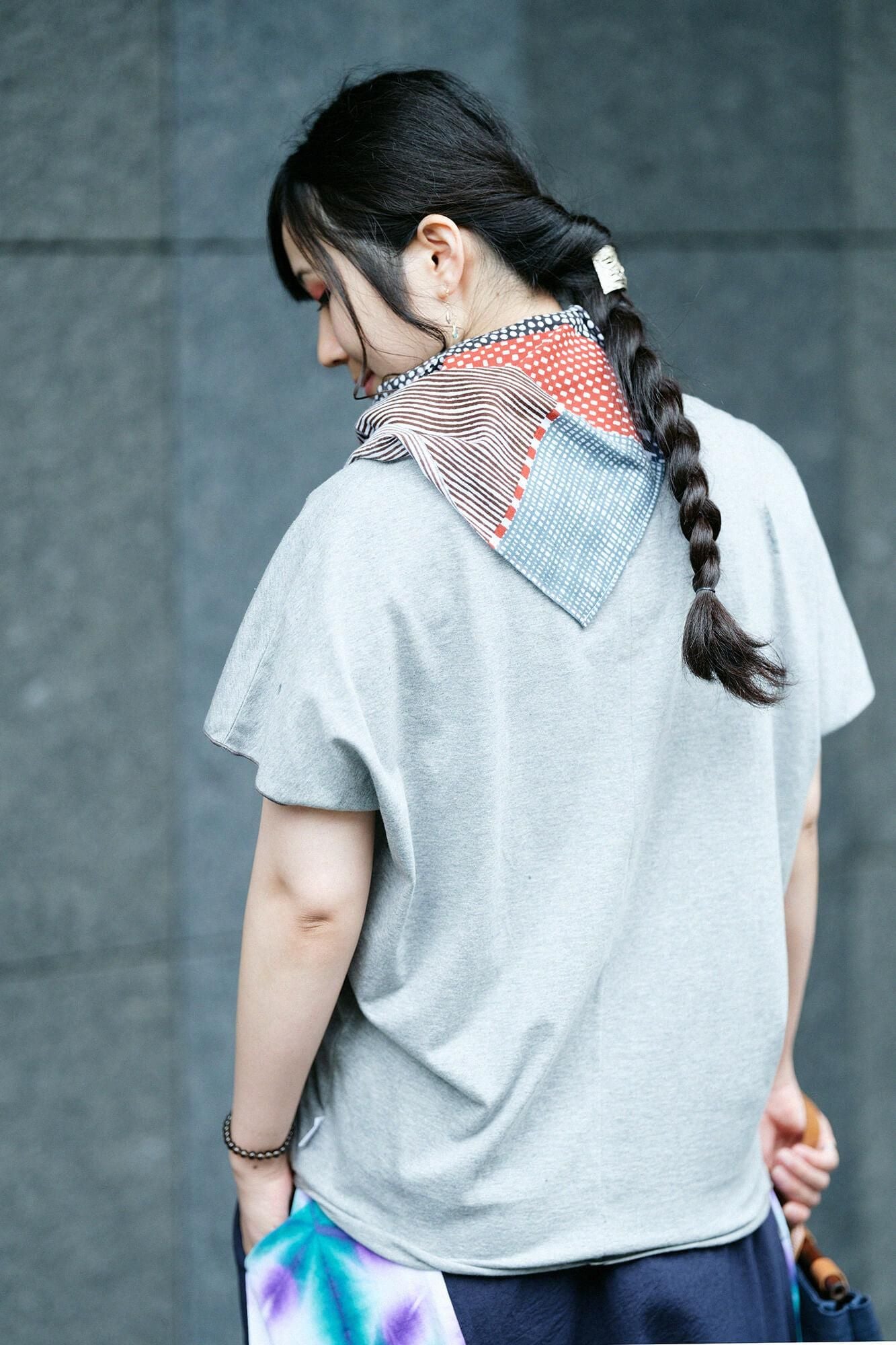 Isemomen Cotton Short Scarf / Lines and Dots Katsura 2