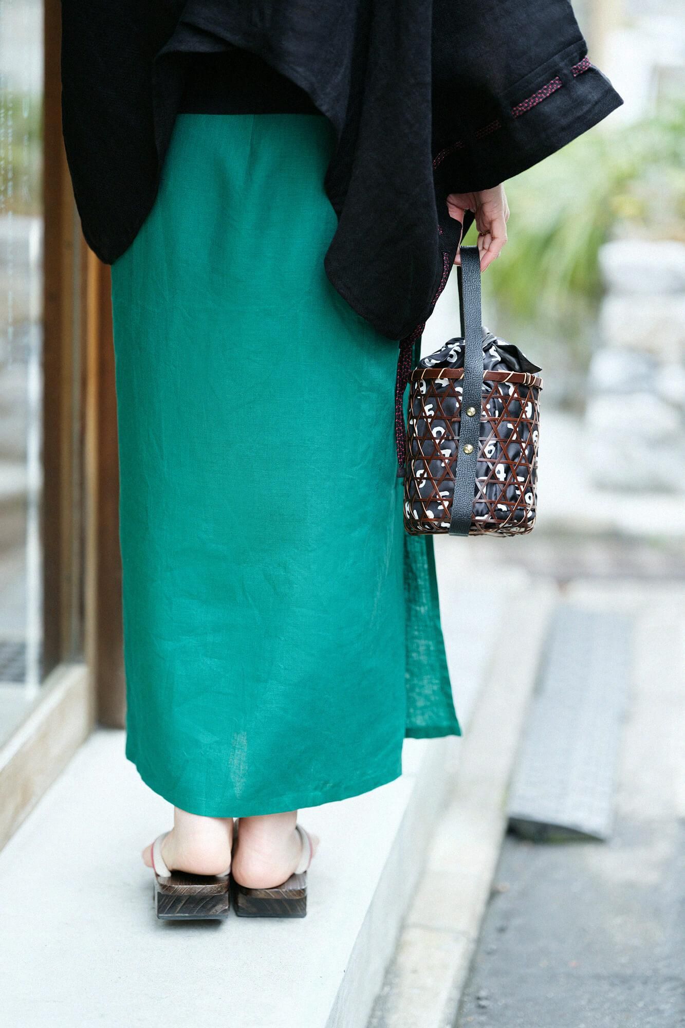【net limited】Linen Wrap Skirt/Green
