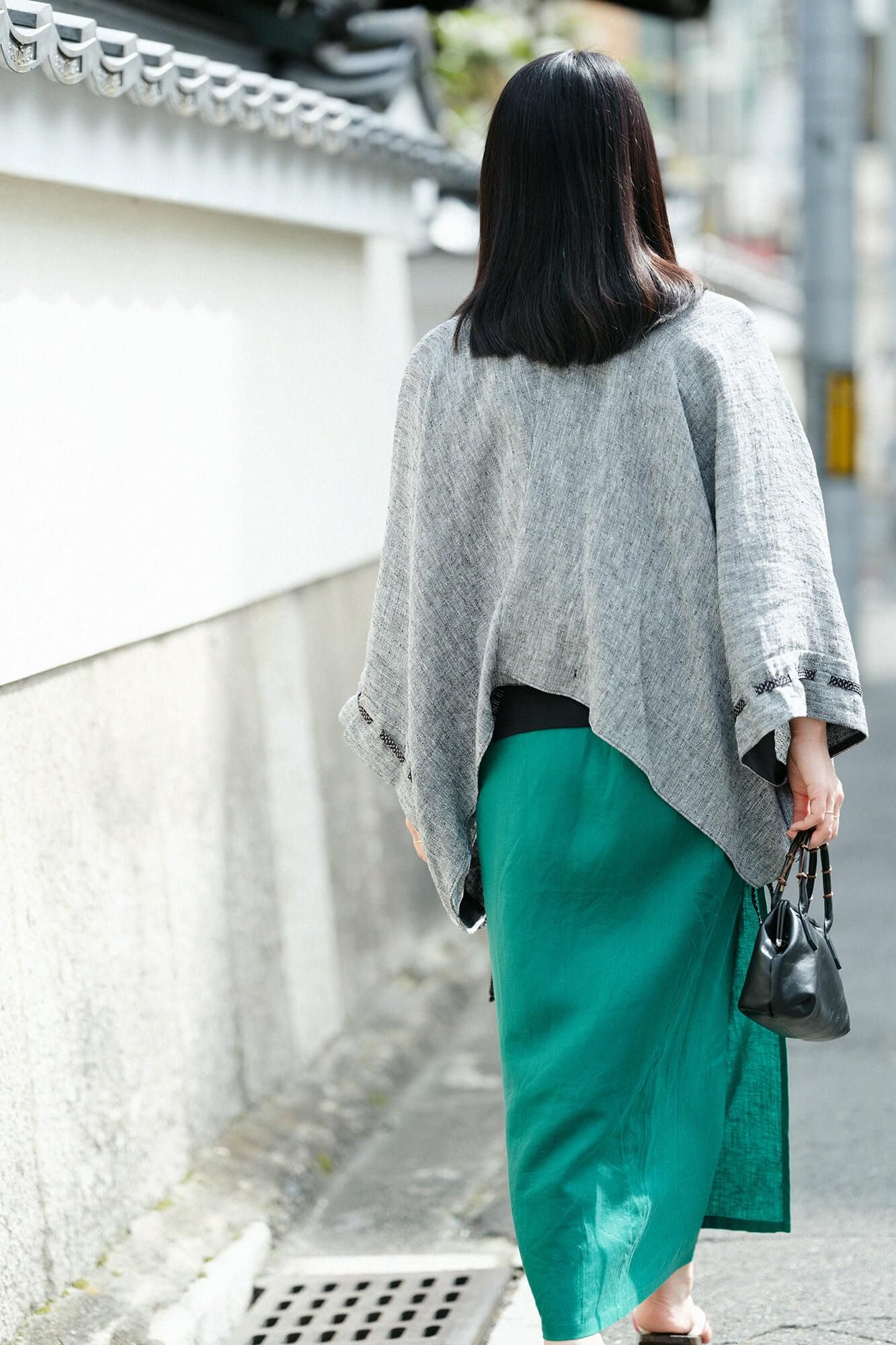 【net limited】Linen Wrap Skirt/Green