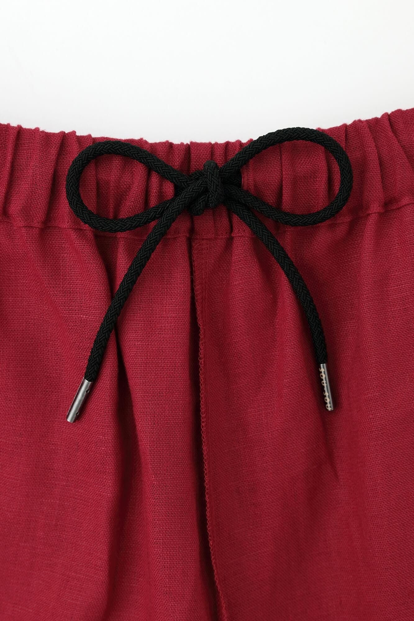 麻 闊腿褲深紅色Monpe / Kokihi