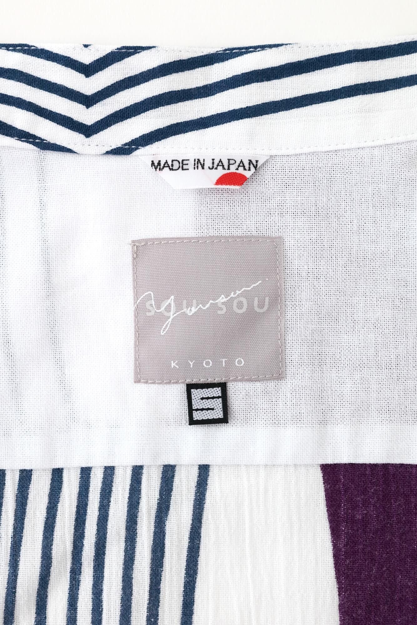 【net limited】Chizimi Cotton 20/20 Stand Collar Short Sleeve Shirt / First Day of Autumn