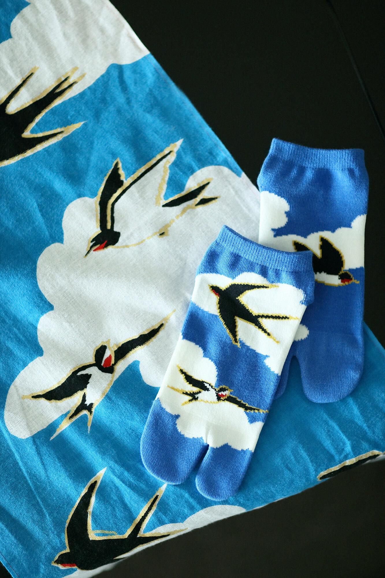 伊勢木綿 textile手ぬぐい/玄鳥至(つばめきたる)