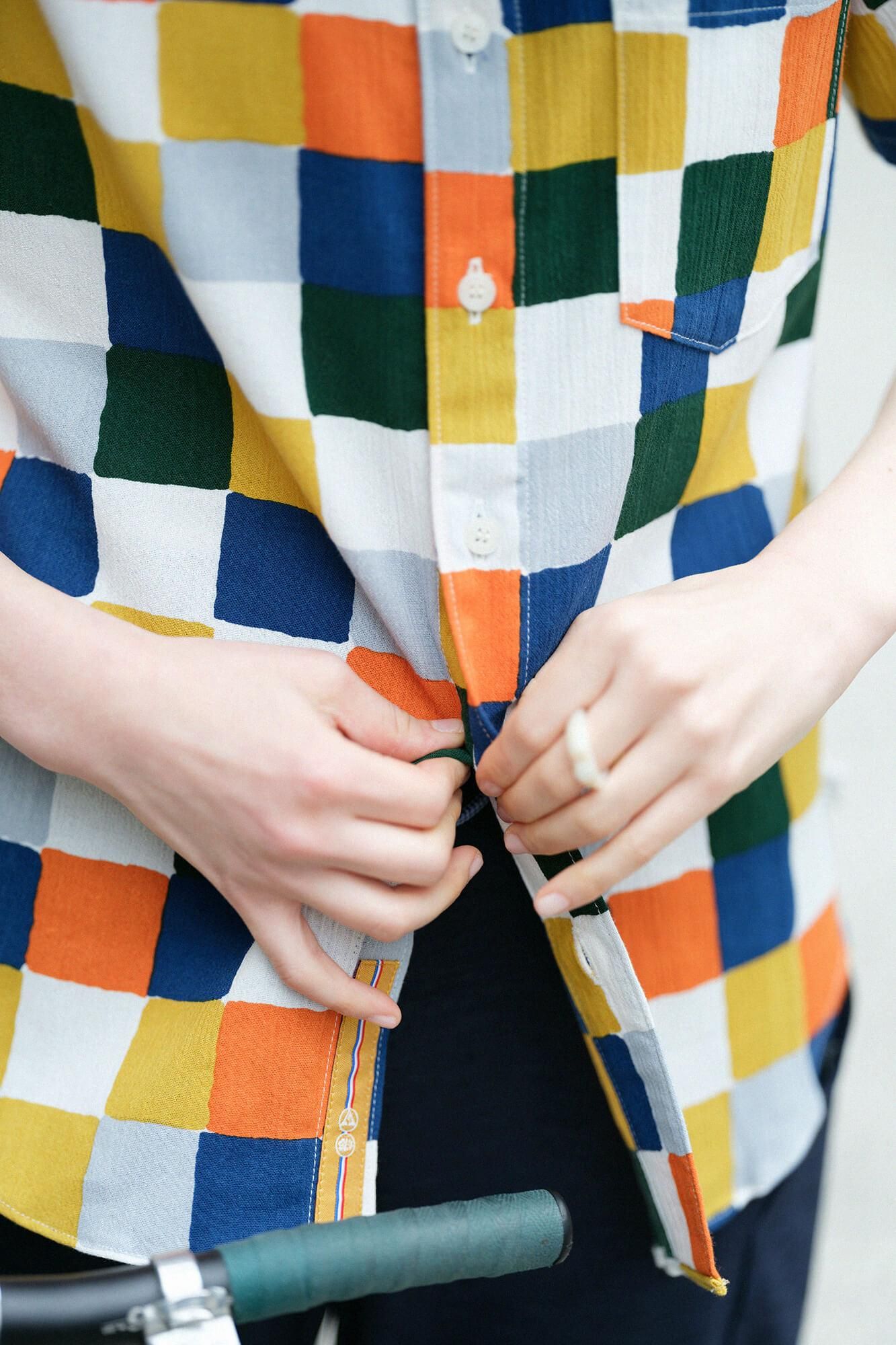 【網路限定】高島縮棉 20/20短袖襯衫/日常 朝茶事