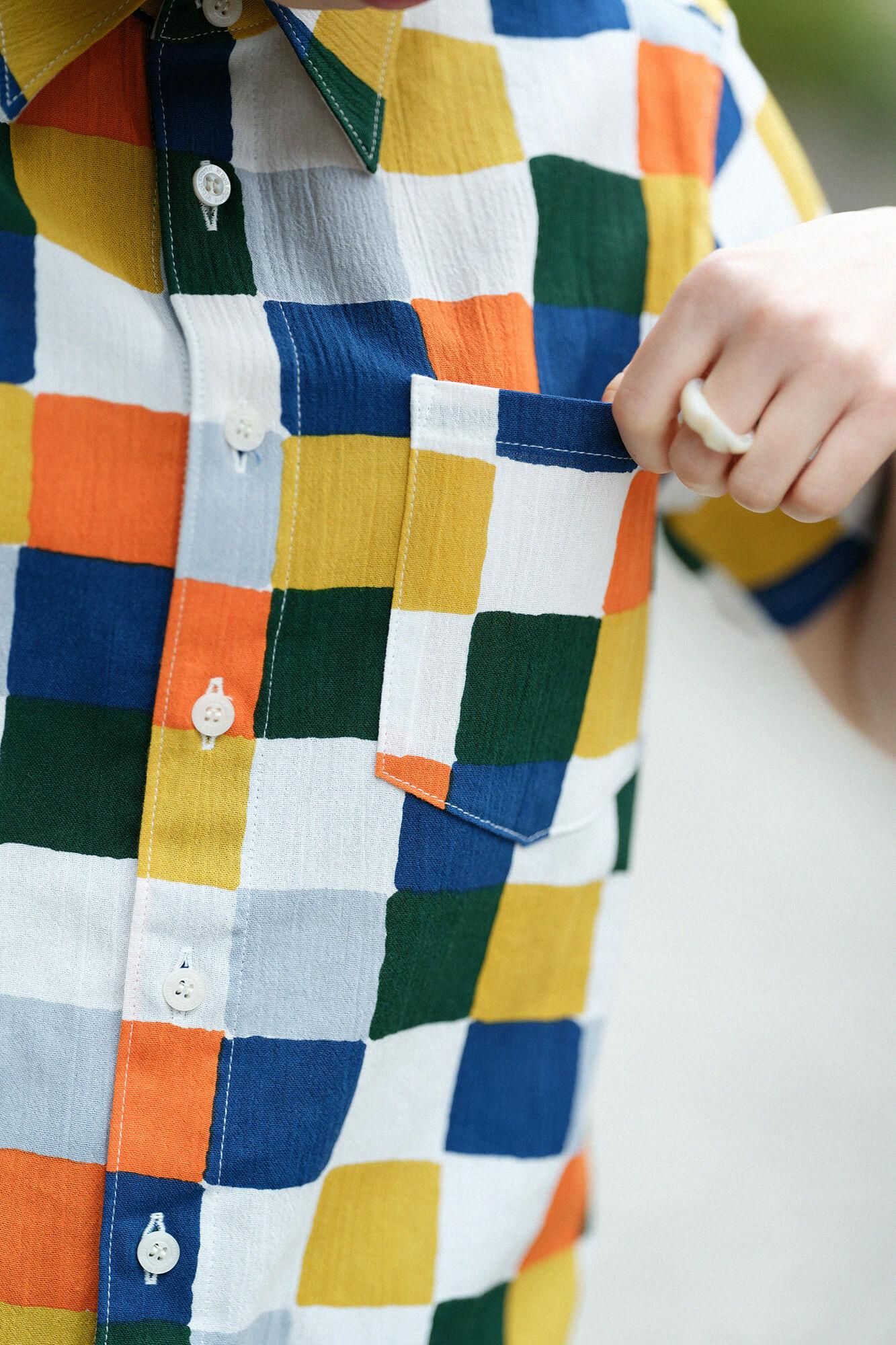 【網路限定】高島縮棉 20/20短袖襯衫/日常 朝茶事